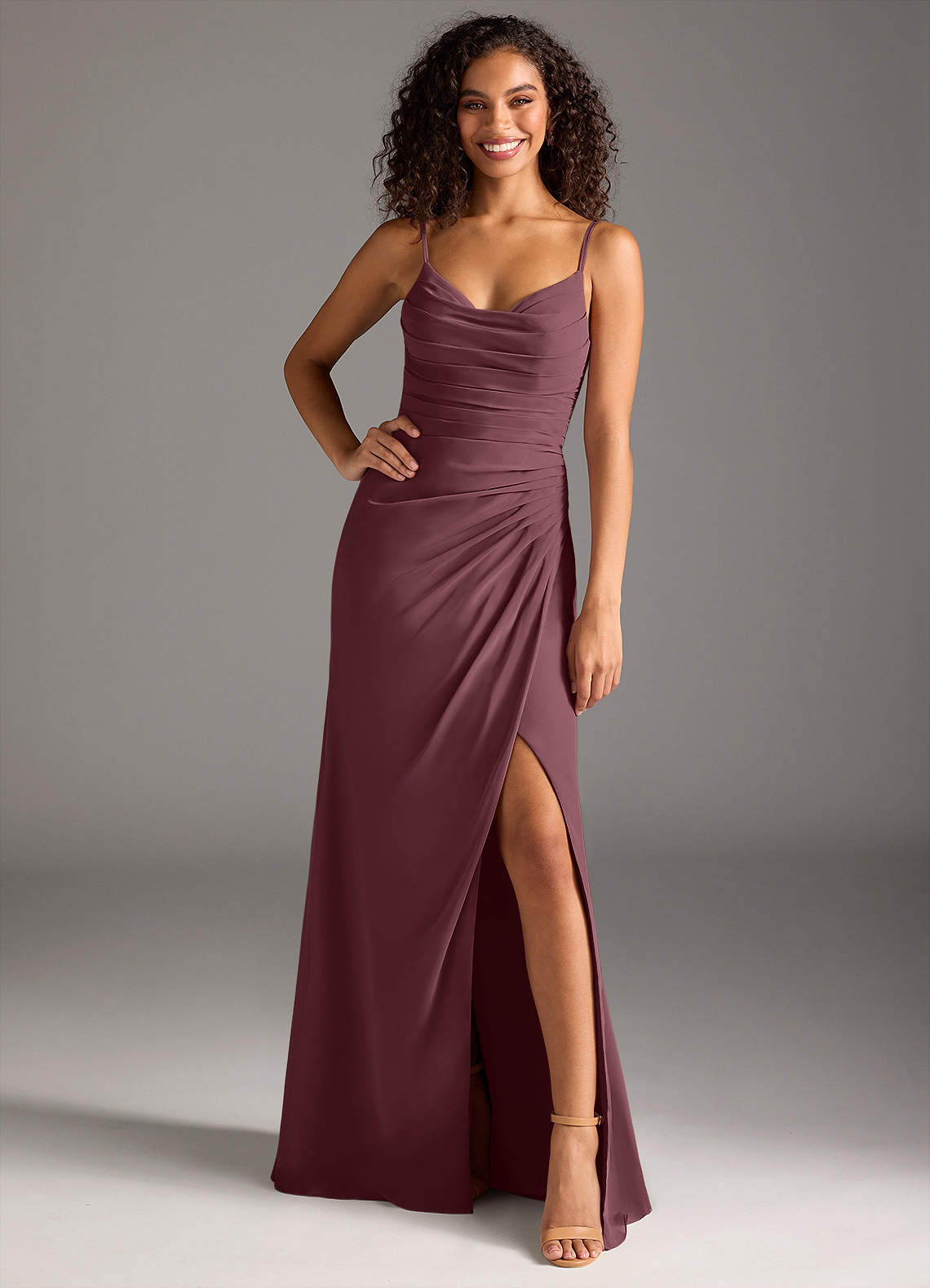Azazie Deandra Bridesmaid Dresses Sangria Mermaid Pleated Chiffon Dress image1