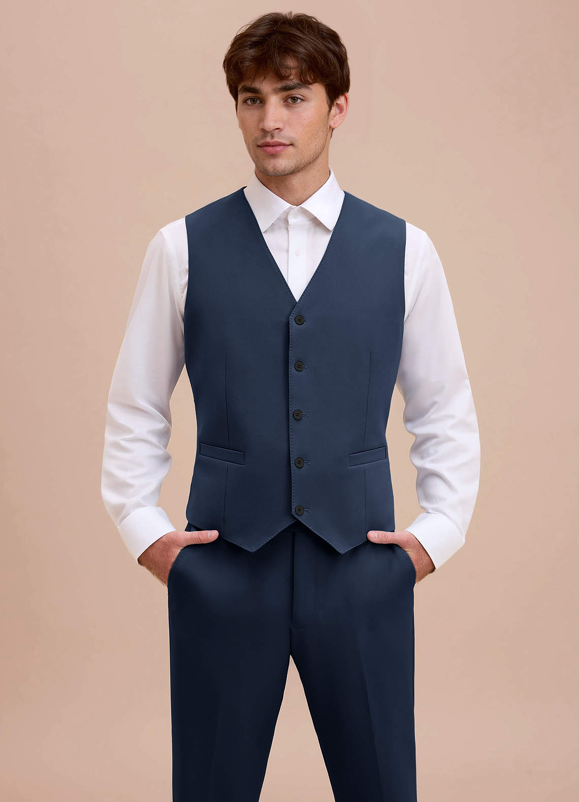 front Ethan Dark Navy Refined Weave Suit Vest
