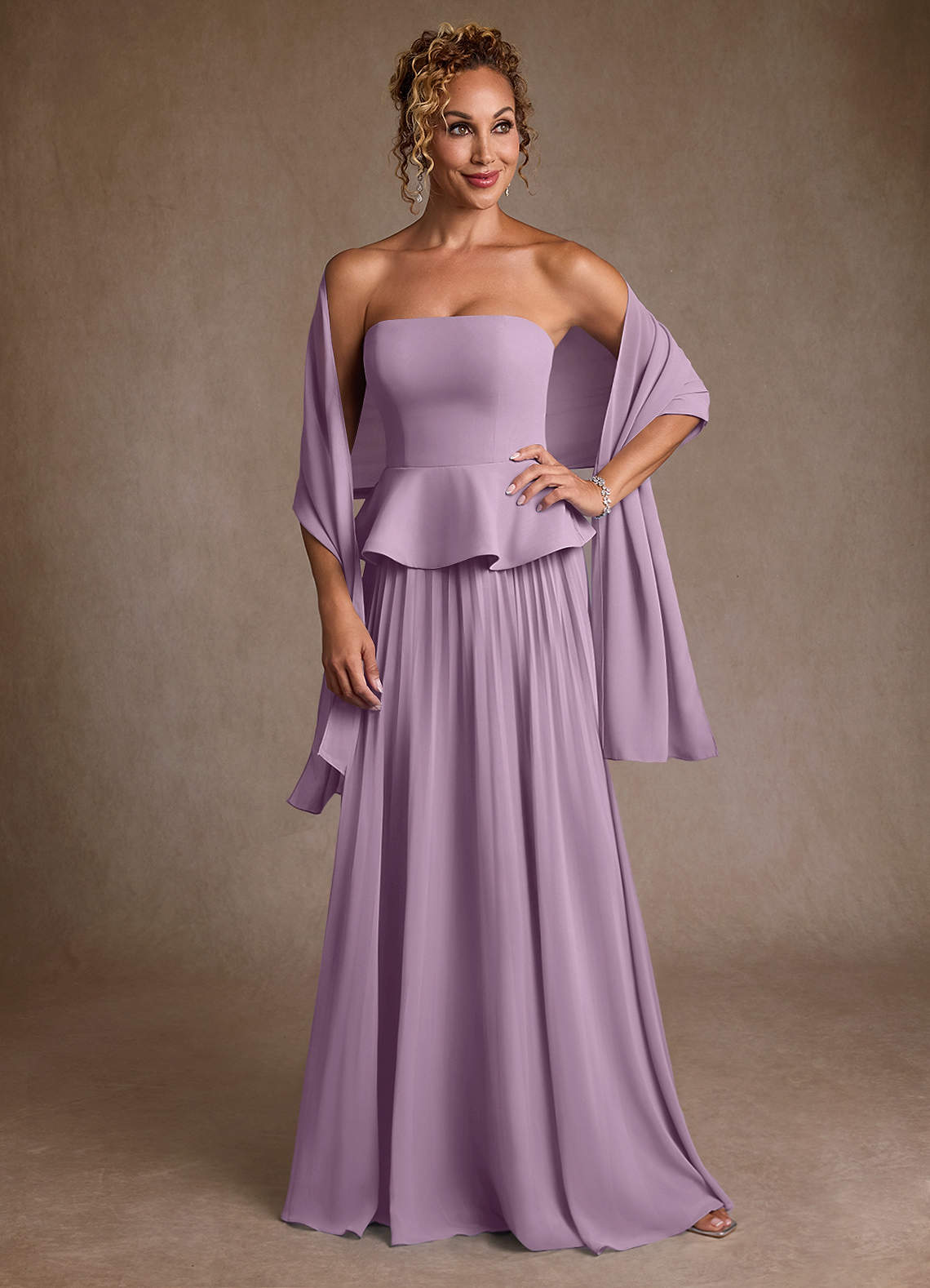 Azazie Josabeth Mother of the Bride Dresses Wisteria A-Line Pleated Chiffon Dress image1