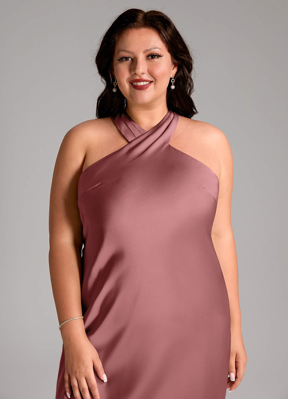 Azazie Doretta Bridesmaid Dresses Amethyst Mermaid Pleated Stretch Satin Dress image12