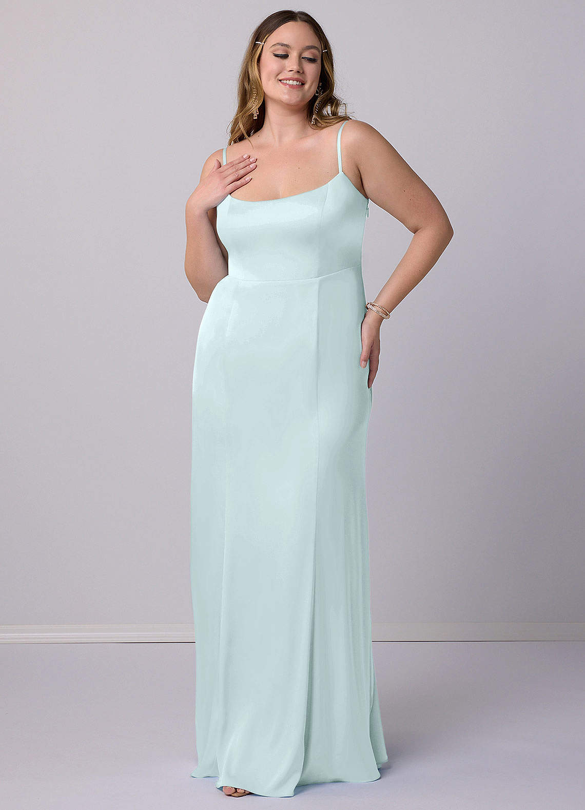 Barbie ♥ Azazie Final Sale Agave Mermaid Bow Stretch Satin Dress image7