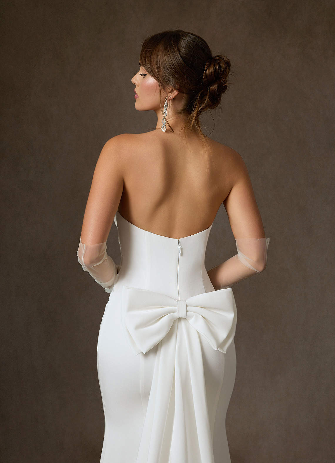 Azazie Colette Wedding Dresses Diamond White Fit and Flare Strapless Crepe Back Satin Dress image5