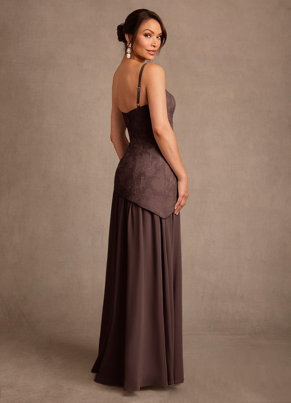 Azazie Flossie Mother of the Bride Dresses Ganache A-Line Pleated Chiffon Dress image4