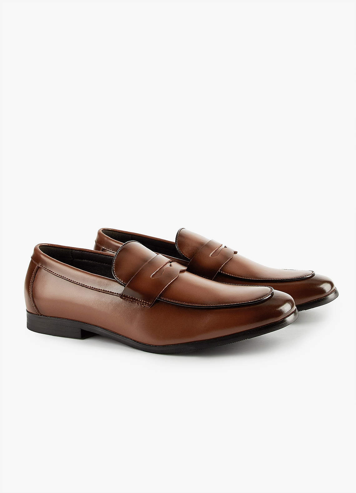 front Men's Leather Penny Loafers
