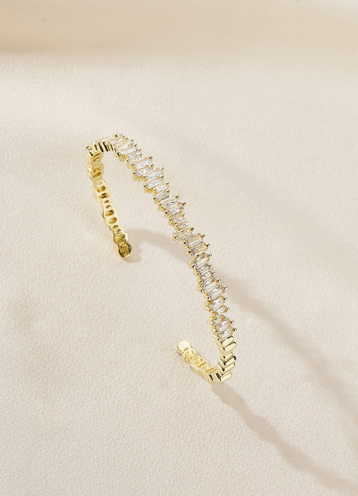 front Thin Jagged Crystal Cuff Bracelet
