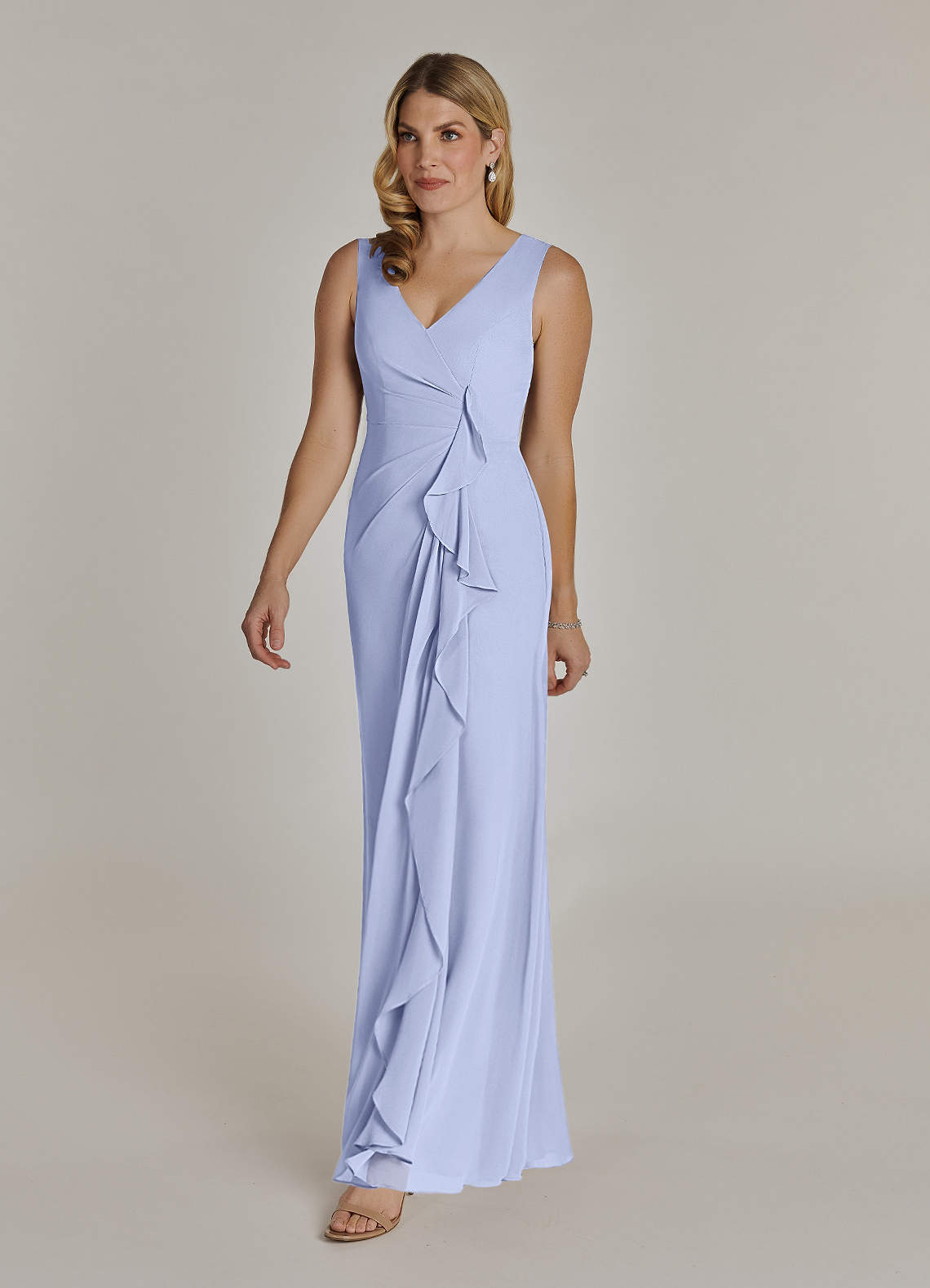 Azazie Manuella At-home Try On Dresses Cabernet A-Line V-Neck Pleated Chiffon Dress image4