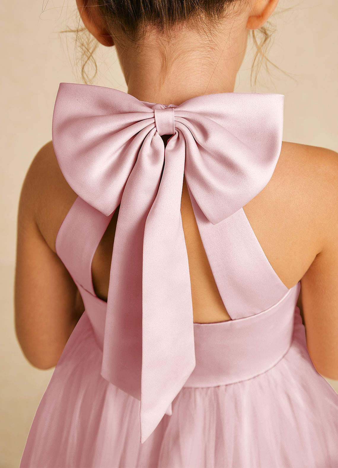 navy blue dress for baby girl Azazie Dora Powder Pink A-Line Bow Tulle Dress