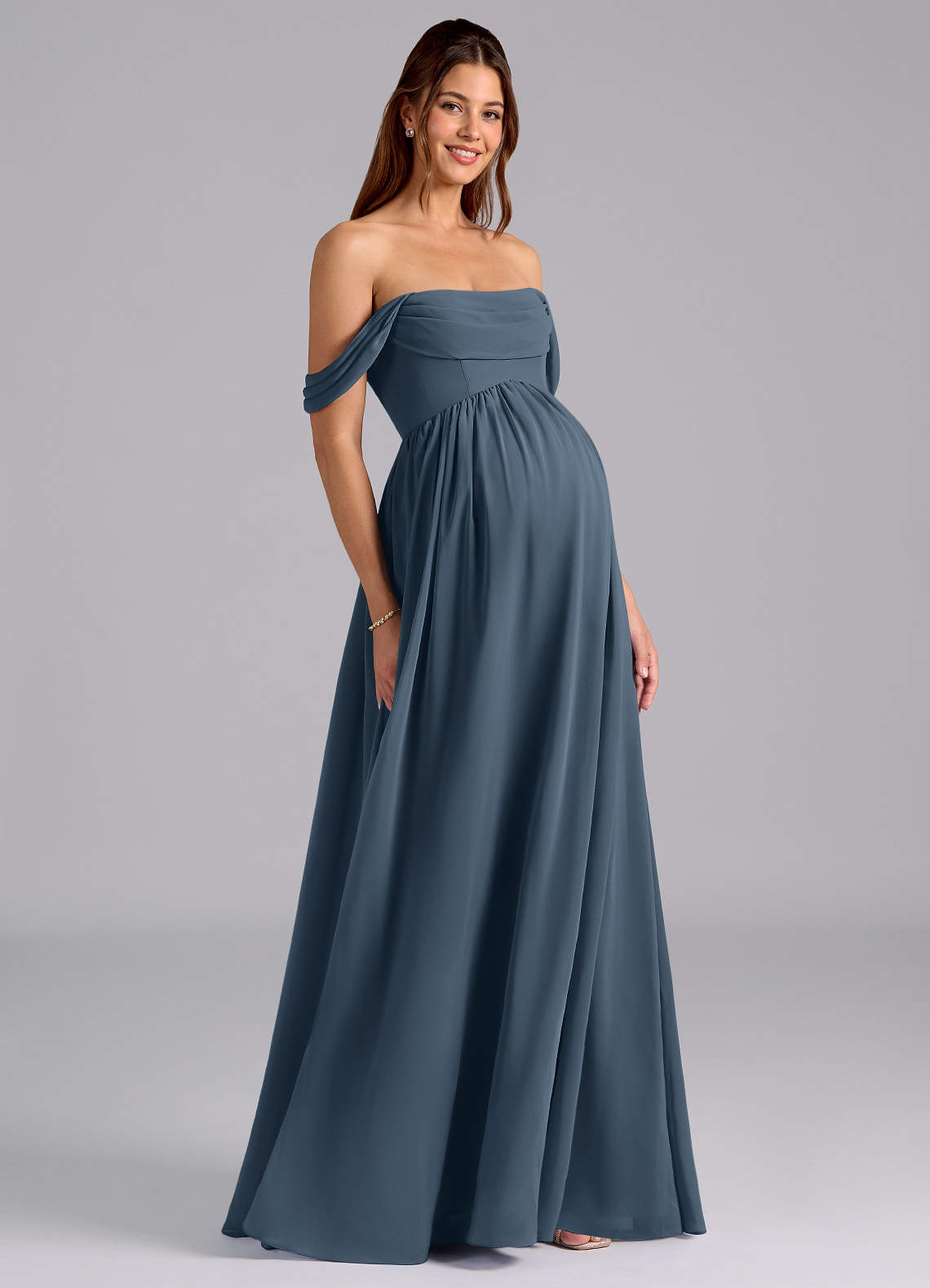 white christmas dresses Dusty Blue Convertible Boho Chiffon Long Bridesmaid Dress, Dusty Blue / UK6