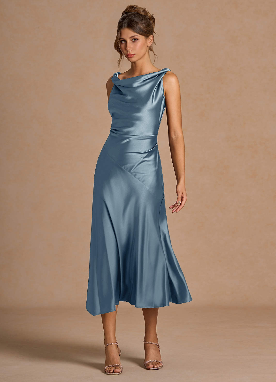 Adriana Powder Blue Midi Dress Ready to Ship | Azazie