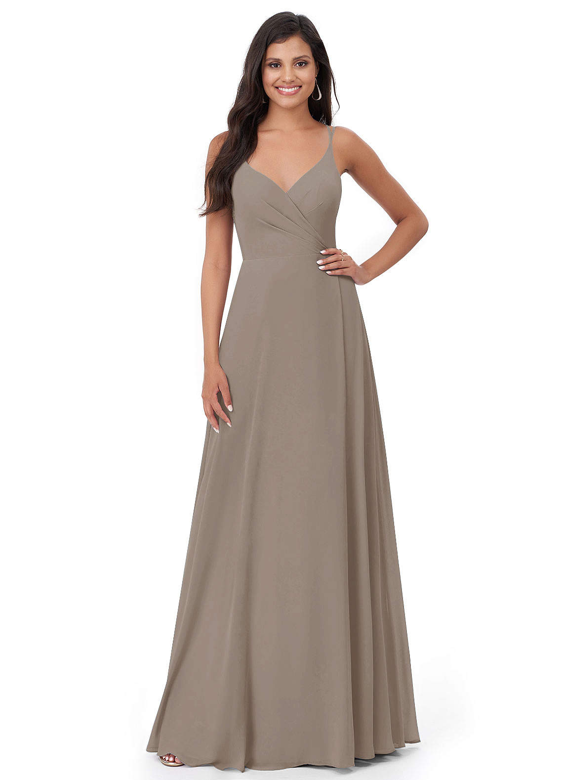 Azazie taupe 2024 bridesmaid dress