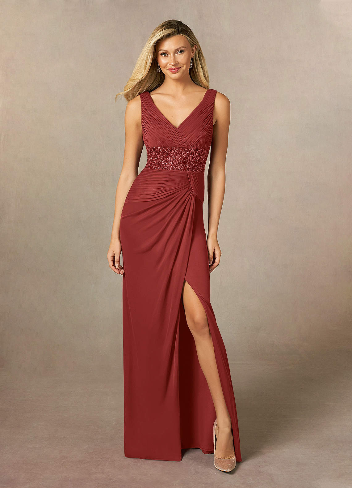 Azazie Winona Mother of the Bride Dresses Rust Mermaid Sequins Mesh Dress image1