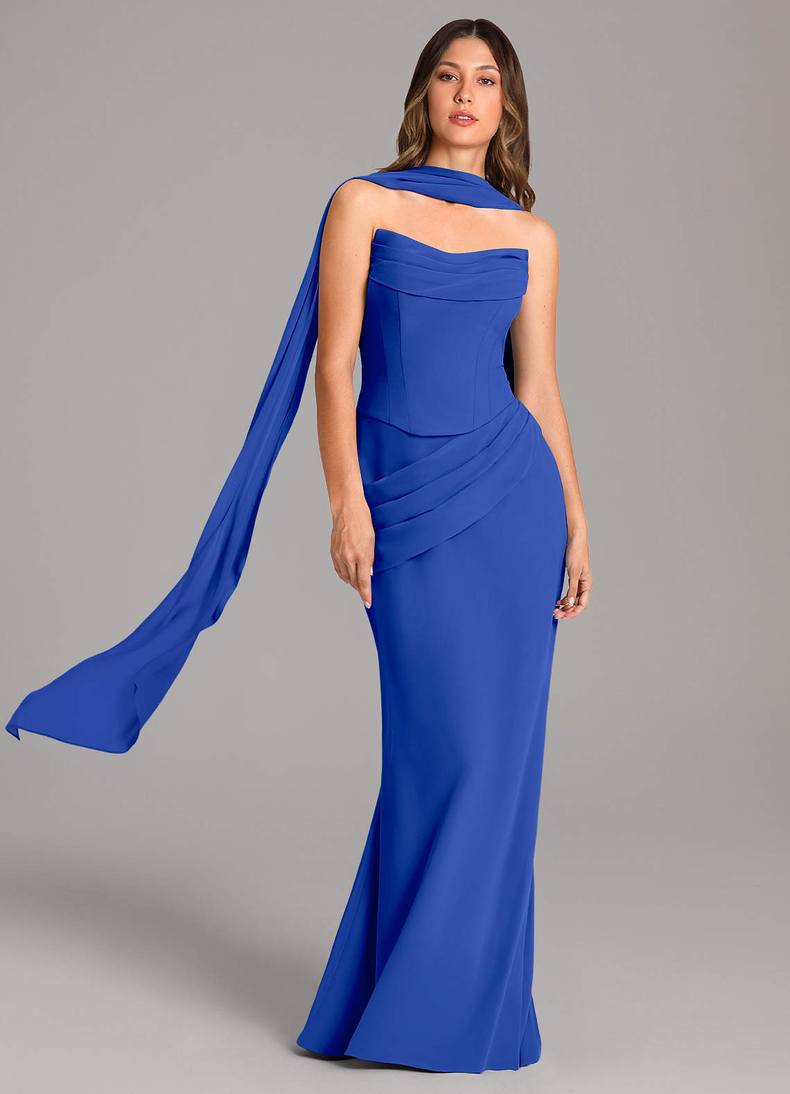 Azazie Sorrel Bridesmaid Dresses Royal Blue Mermaid Corset Chiffon Dress image1