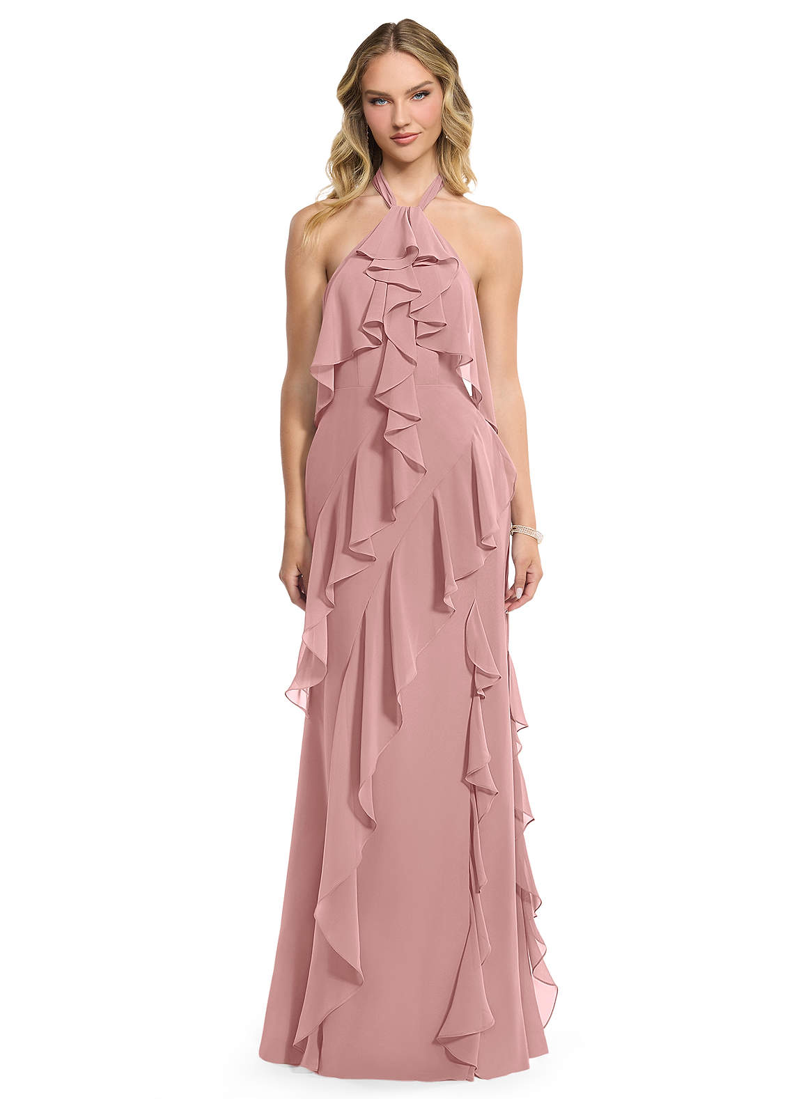 pink chiffon bridesmaid dresses uk Azazie Velma Dusty Rose Hunter Green Bridesmaid Dresses