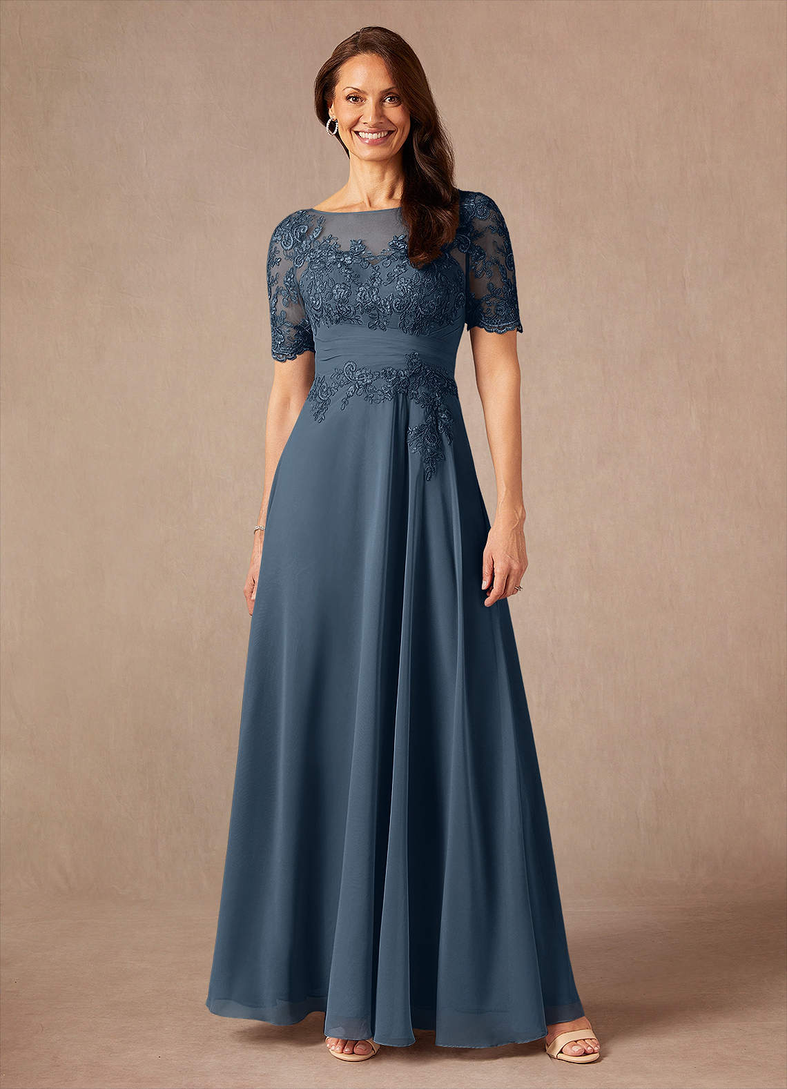 Azazie Raissa Mother of the Bride Dresses Neptune A-Line Lace Chiffon Dress image1