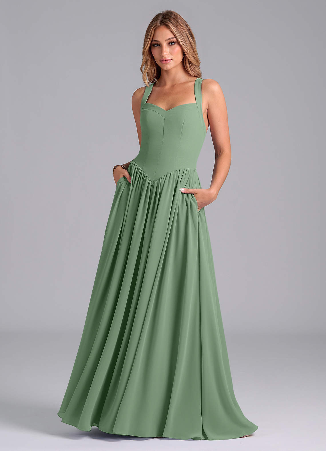 Azazie Francis Matcha Chiffon Bridesmaid Dresses | Azazie