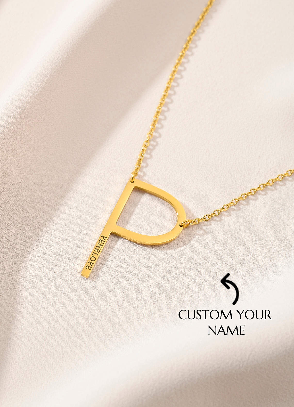 front Custom Name Necklace with Personalized Initial Design