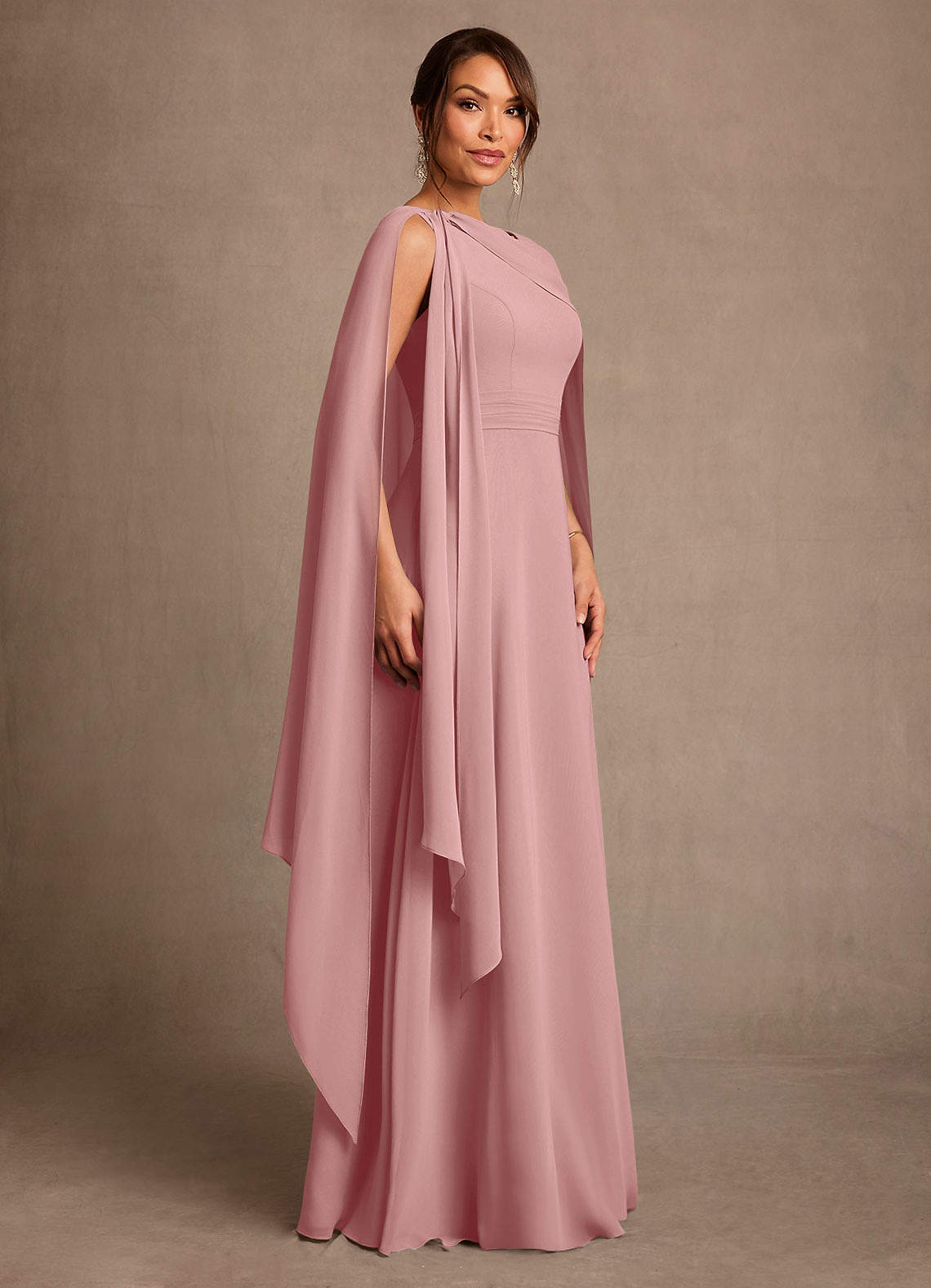 Azazie Liddie Mother of the Bride Dresses Dusty Rose A-Line Pleated Chiffon Dress image1