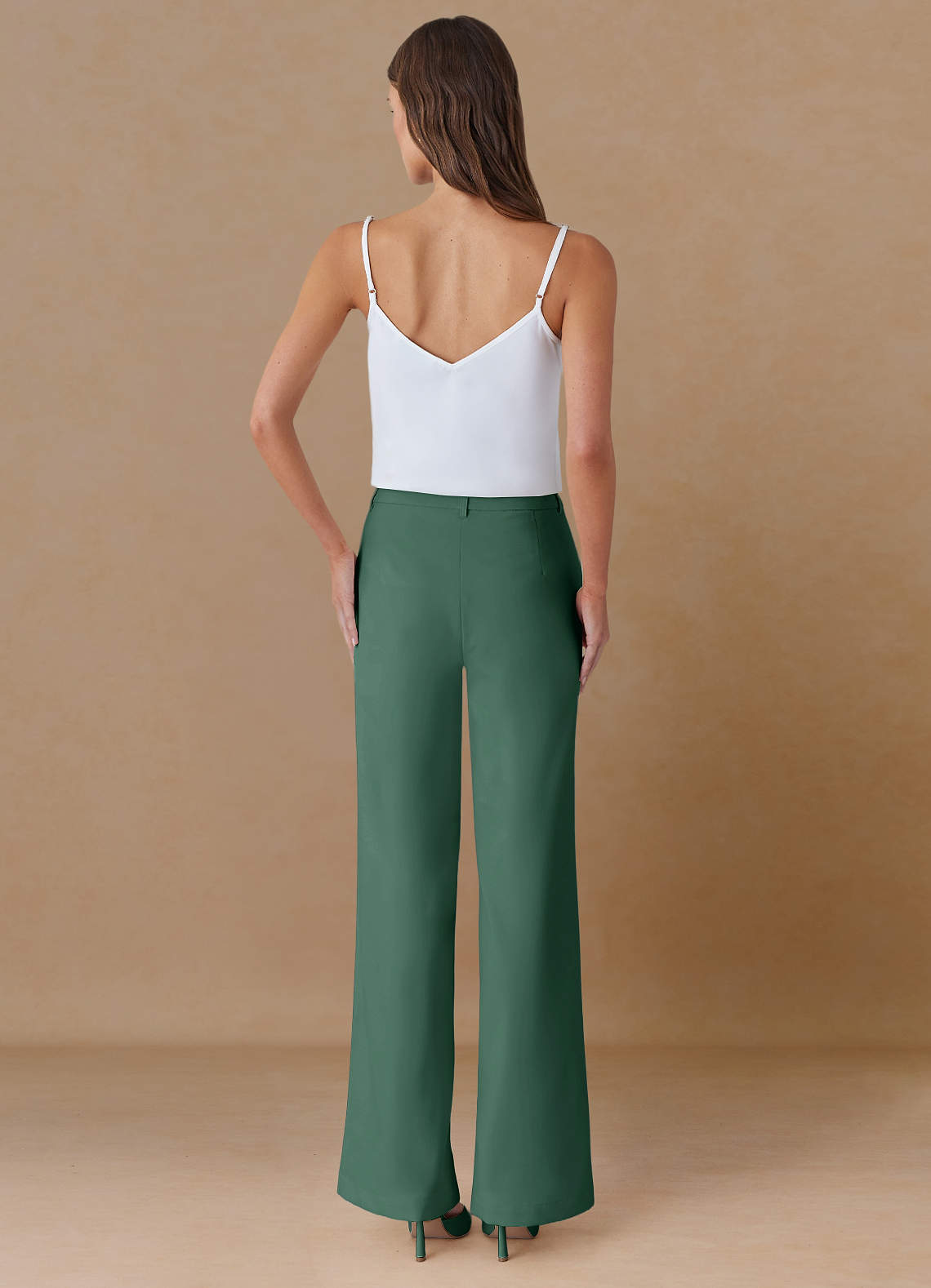 front Marina Eucalyptus Refined Weave Straight-Leg Pants