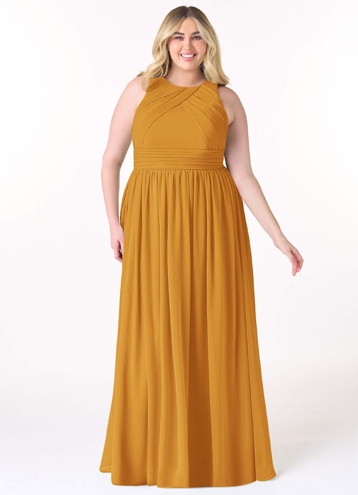plus size yellow bridesmaid dresses Halter & Straps on back Chiffon Bridesmaid Dress Plus Size main image 1