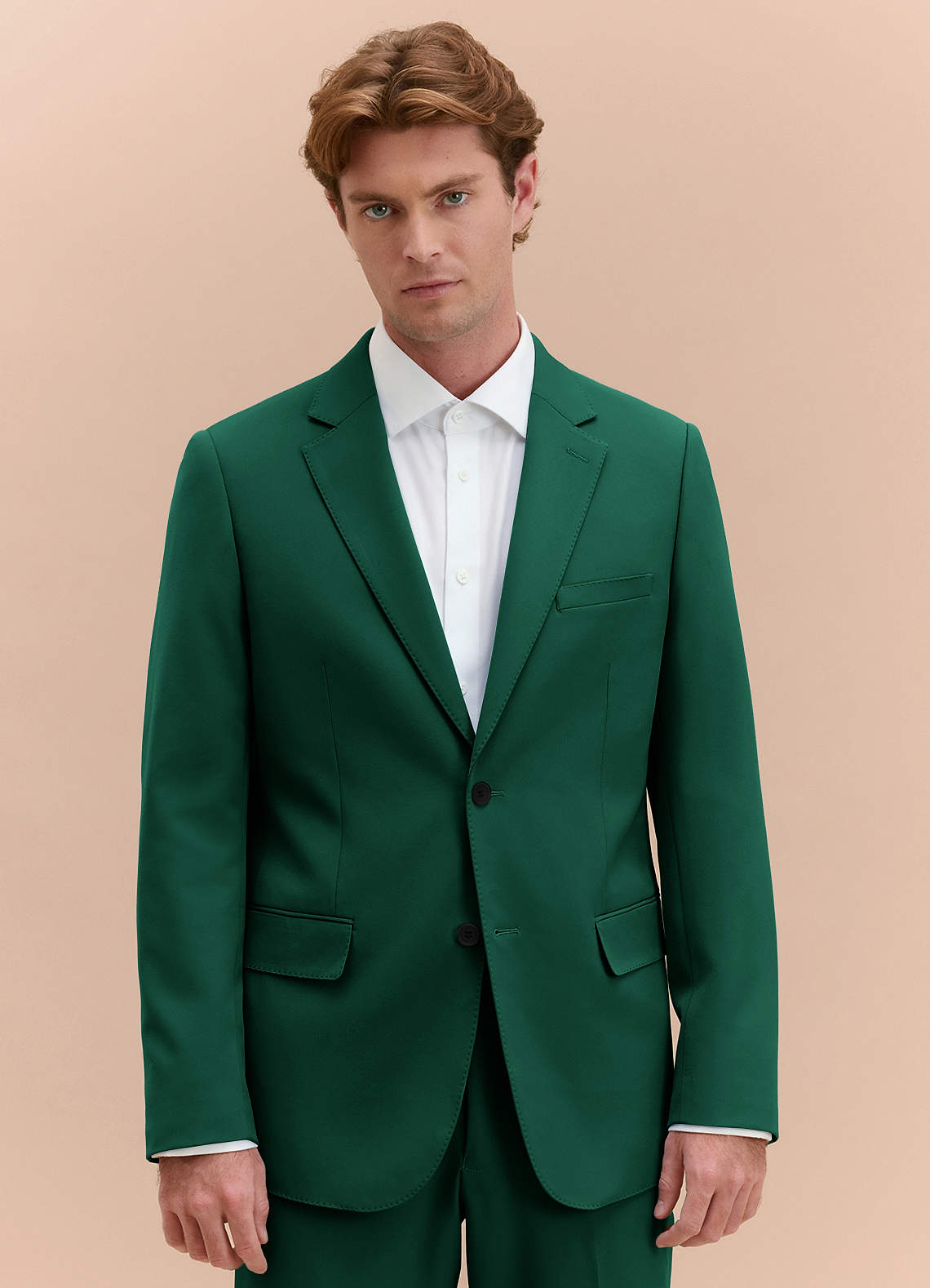 Azazie James Emerald Structured Stretch Slim Men's Wedding Suit Jacket Size 44 Long