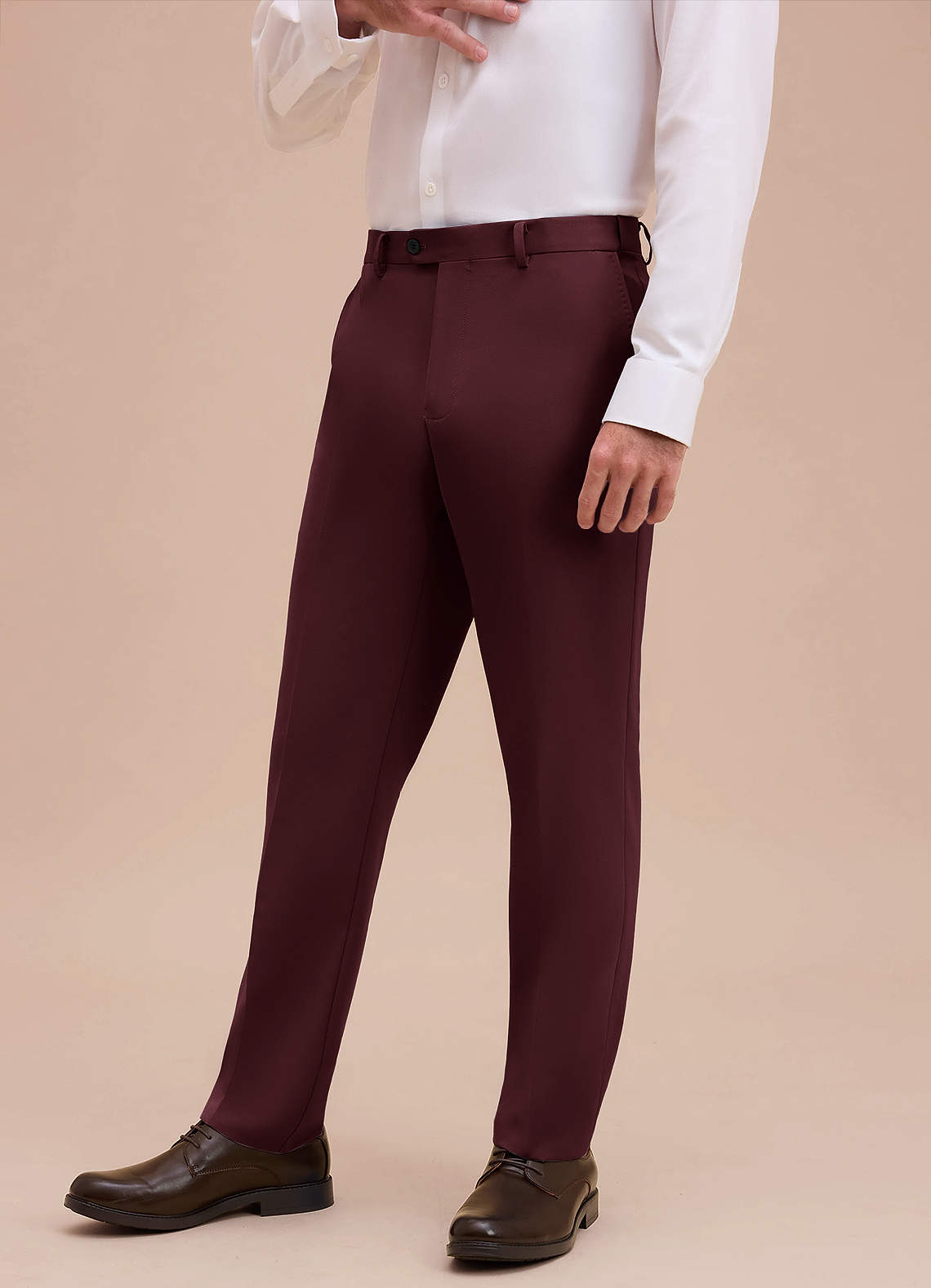 front Ethan Cabernet Refined Weave Dress Pants