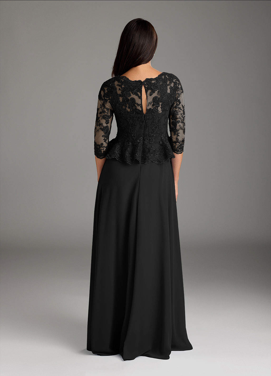 Azazie Averie vestidos de madre de la novia Vestido de Black de Gasa de Corte en A con Cuello barco Lentejuelas image5