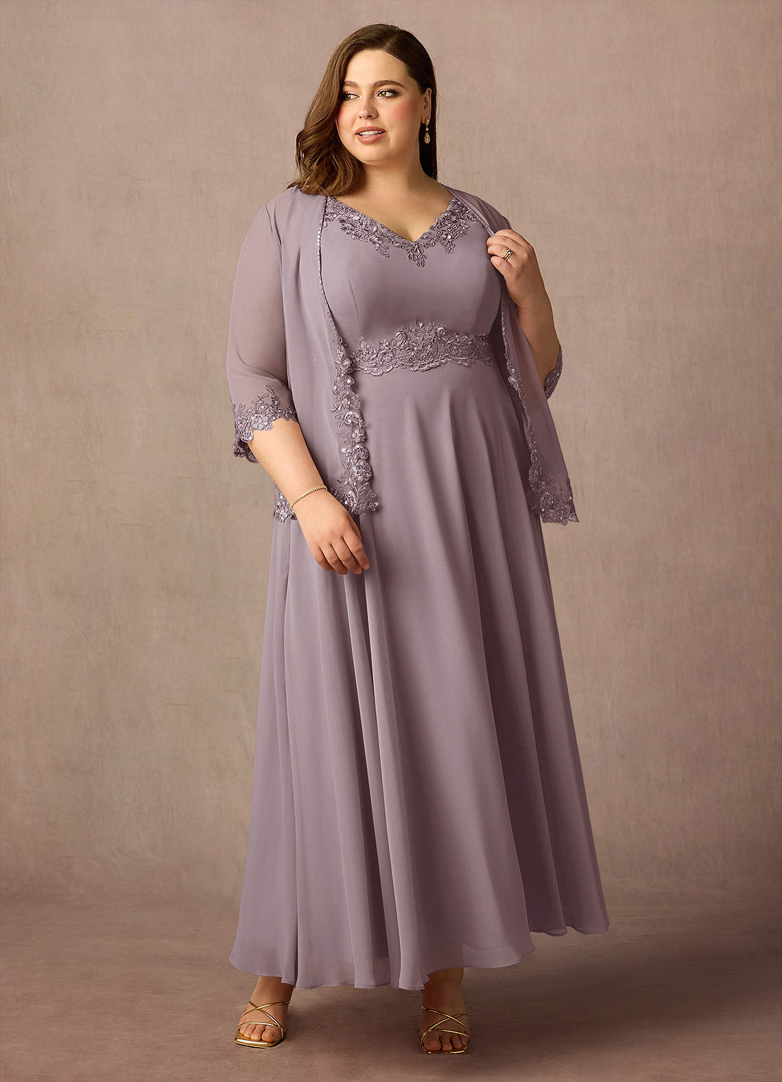 Azazie Devana Abiti per la Madre della Sposa Abito A-Line in Chiffon Lustrini Dusk image4