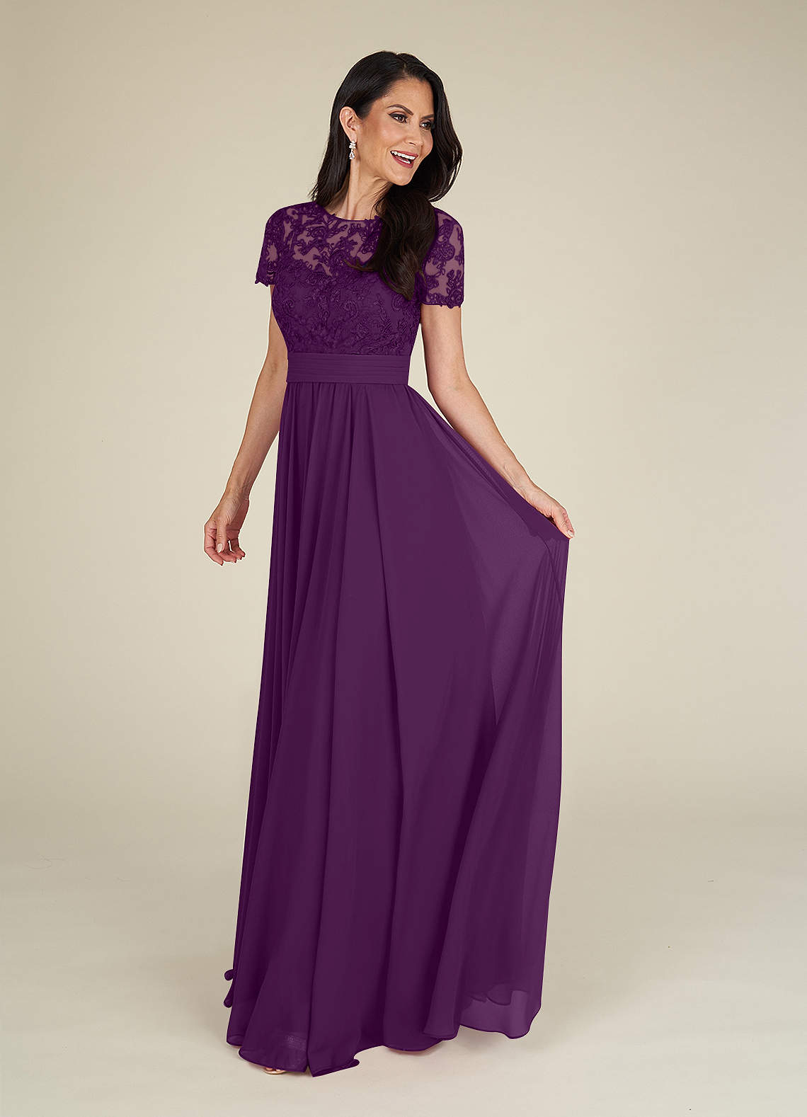 Azazie Annette Mother of the Bride Dresses Grape A-Line Lace Chiffon Dress image1