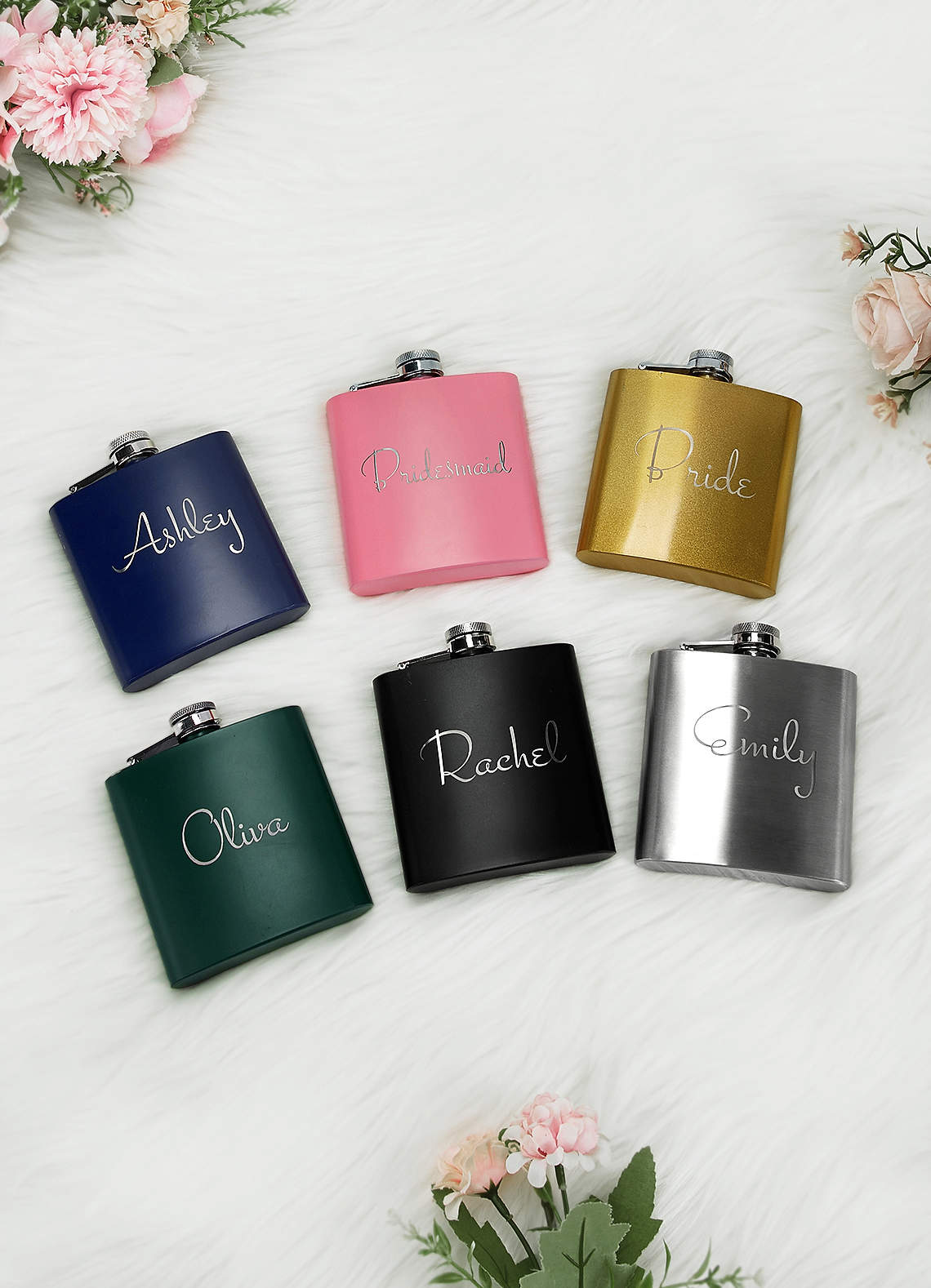 front Personalized Flasks For Bridesmaid Gifts