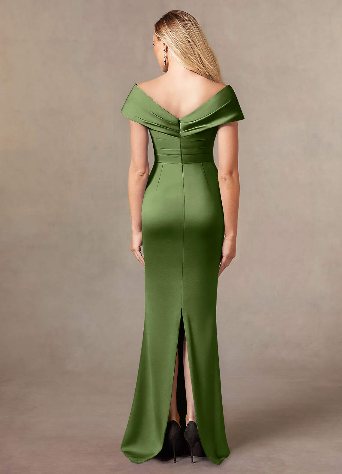 Azazie Ludlow vestidos de madre de la novia Vestido de Enebro de Satén Elástico de Sirena con Plisado image3