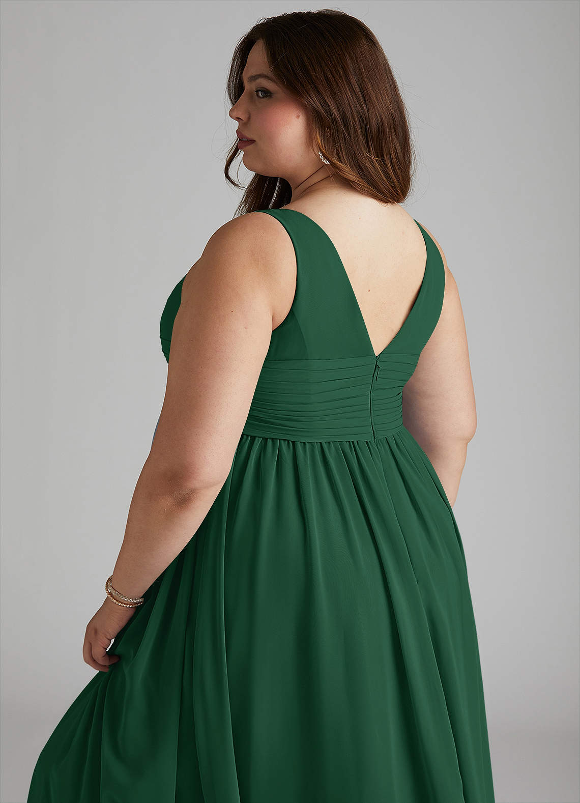 Azazie Yetta Vestidos de dama de honra para maternidade Vestido Linha A Plissado Comprimento do chão Chiffon image11