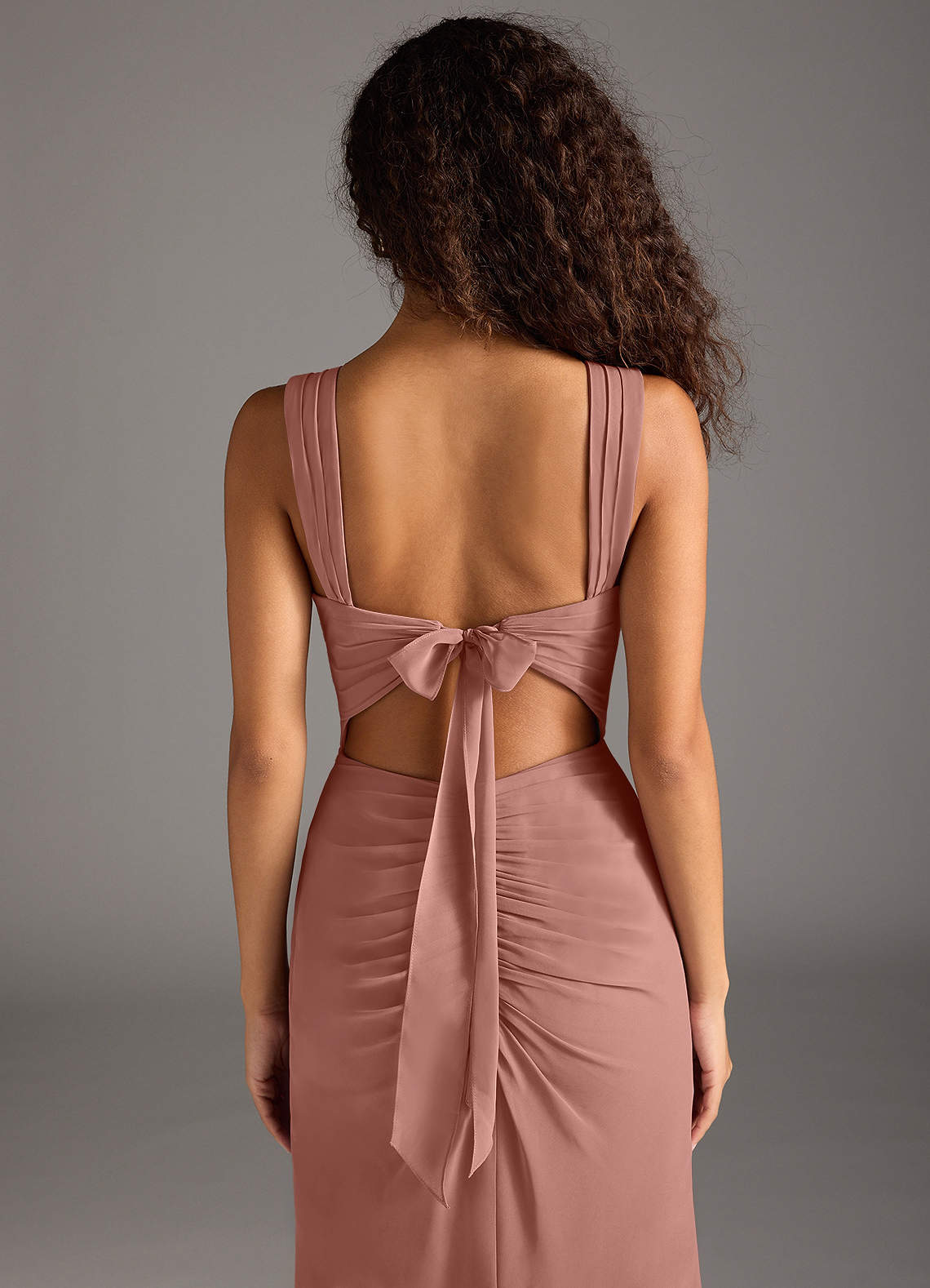 Azazie Jesaphine Bridesmaid Dresses Cedar Rose Sheath Bow Chiffon Dress image5