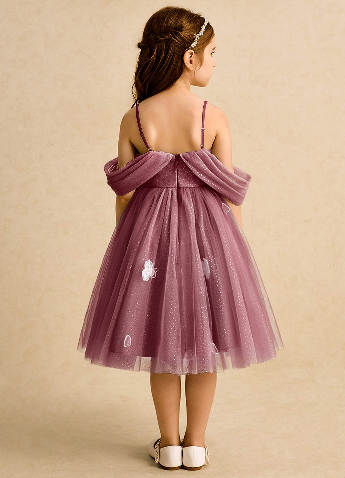 Azazie May Flower Girl Dresses Merlot Ball-Gown Pleated Tulle Dress image1