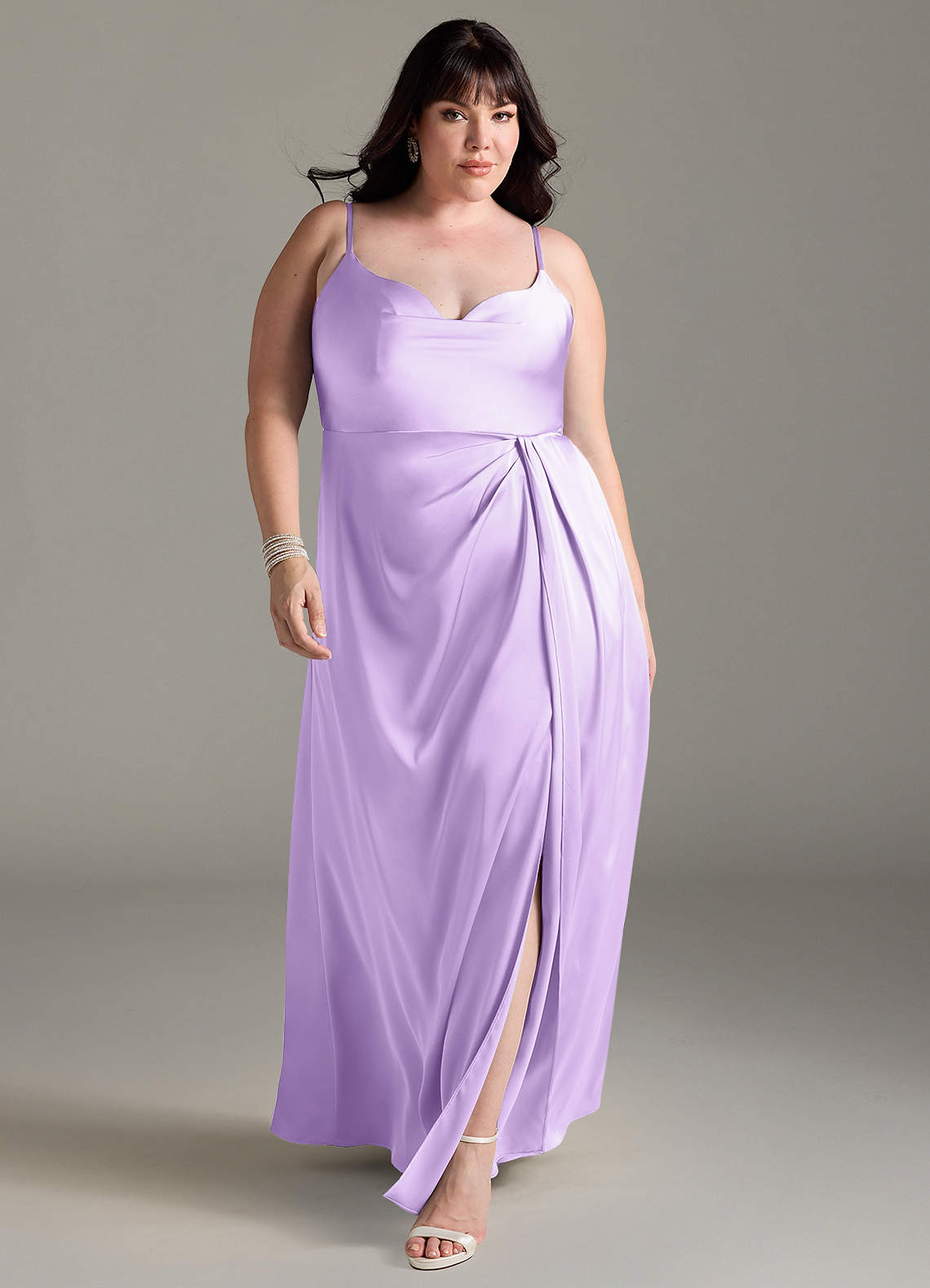 Azazie Brielle Ready to Ship Lilac Stretch Satin Bridesmaid Dresses | Azazie Azazie Brielle Ready to Ship Lilac Stretch Satin Bridesmaid Dresses | Azazie