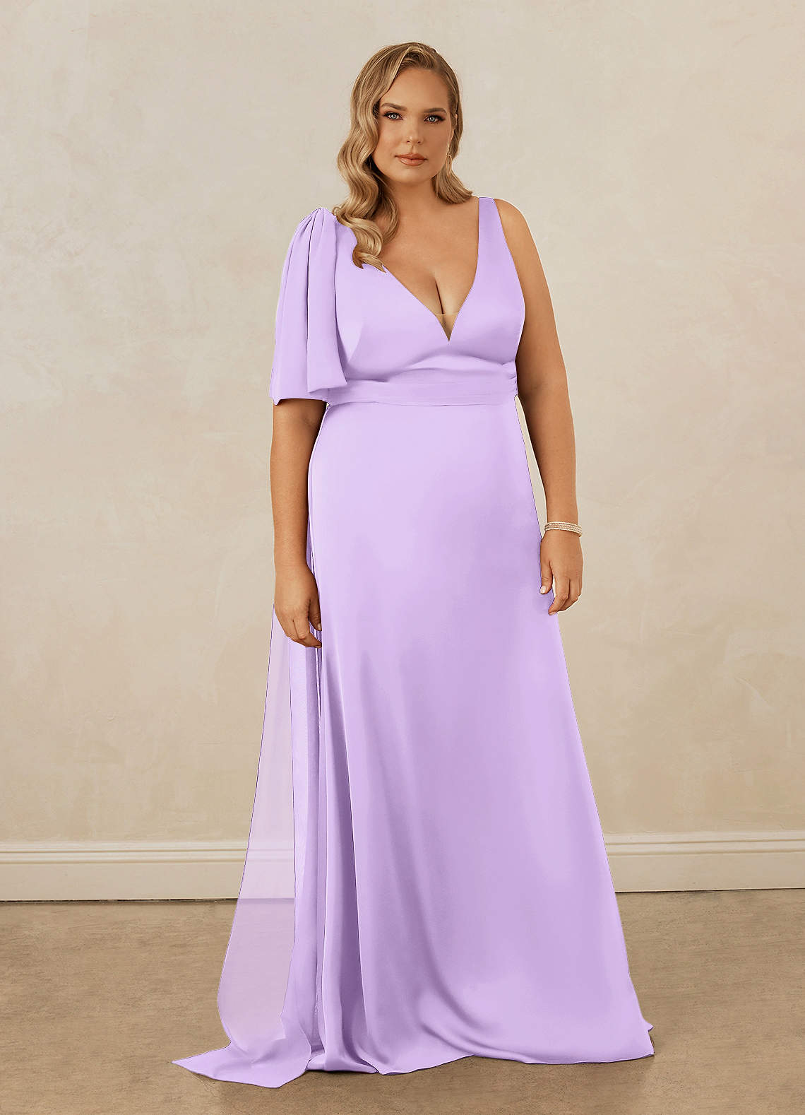 Christian Siriano Bridal for Azazie 1011 Bridesmaid Dresses Lilac Mermaid Bow Stretch Satin Dress image1