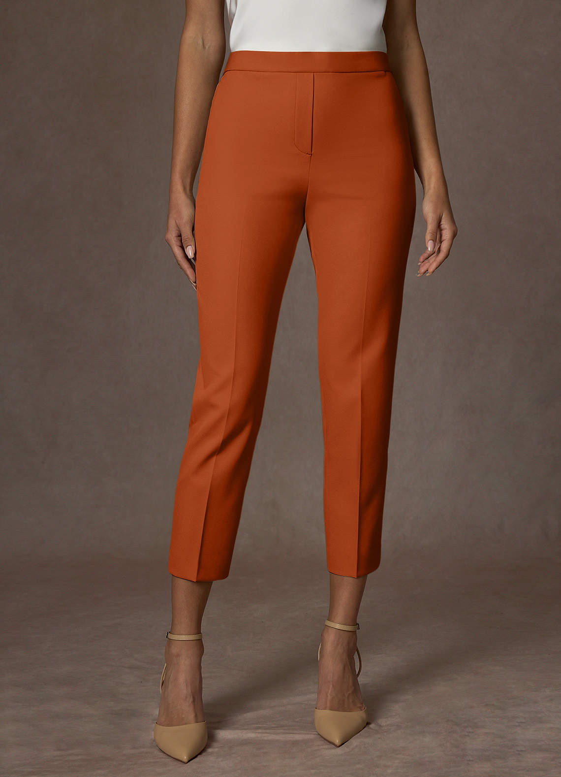 front Kennedy Burnt Orange Structured Stretch Dress Pants