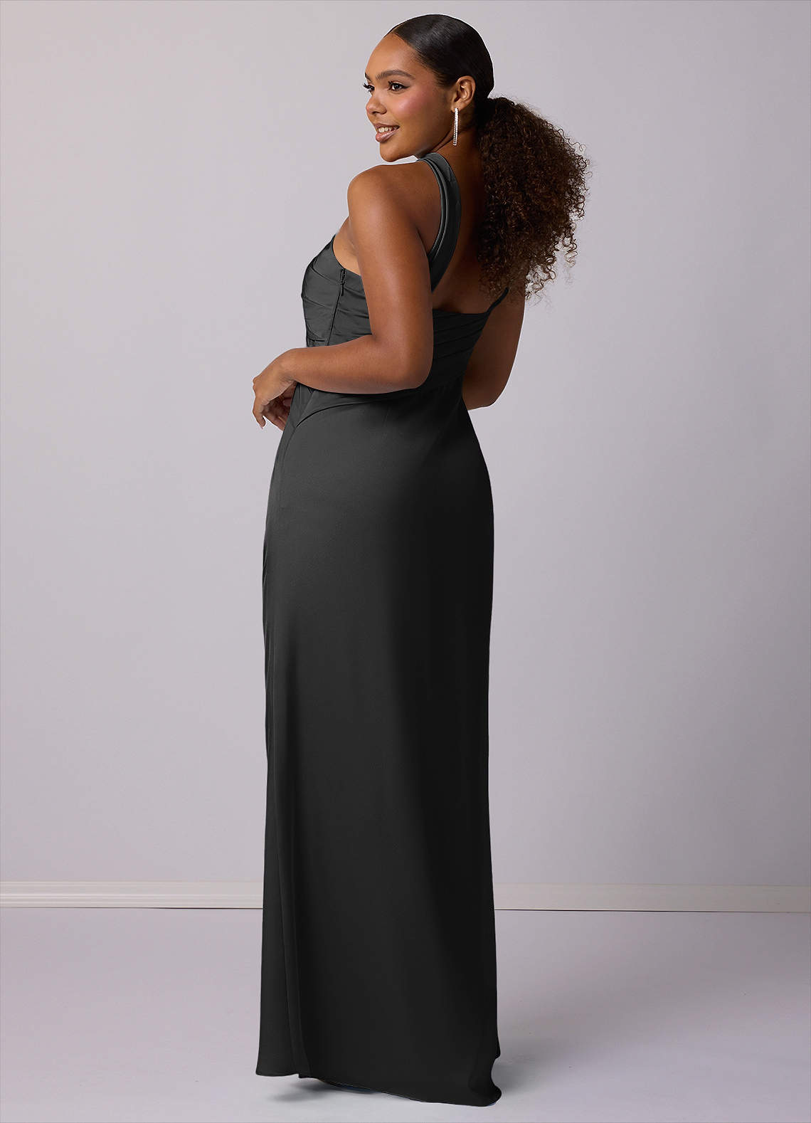 Barbie ♥ Azazie Bridesmaid Dresses Mermaid One Shoulder Stretch Satin Floor-Length Dress image9