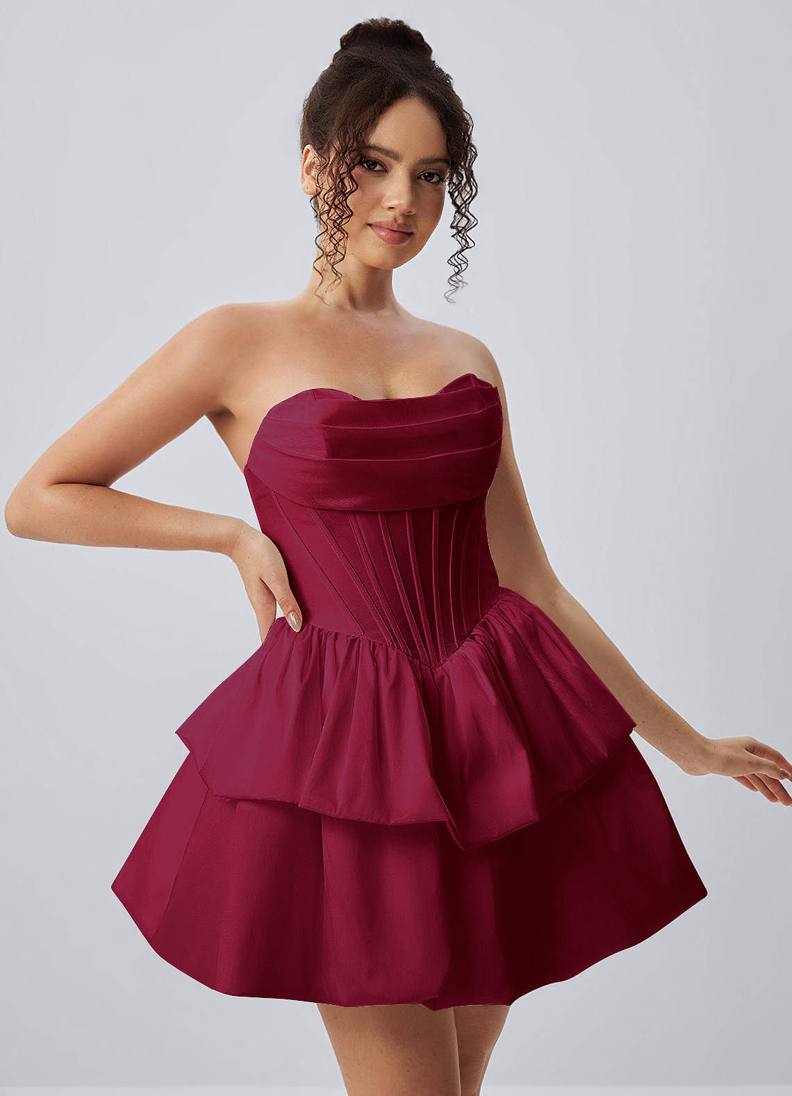 burgundy poplin dress Noelle Strapless Corset Layered Mini Marchesa Ombre Sequin Formal Dress redo:knockout Elevate your seasonal attire Your Size:12 US Child