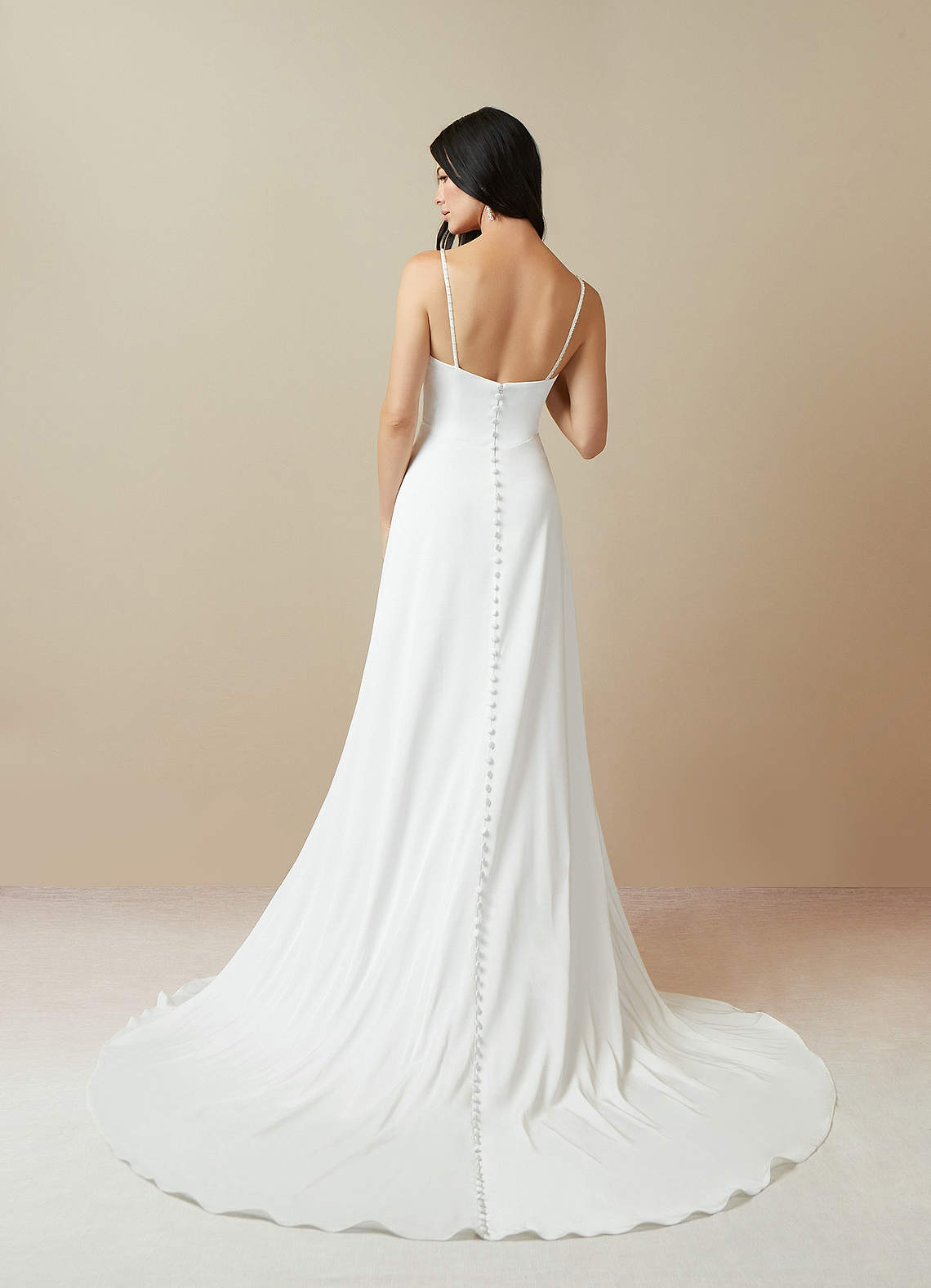 Cowl Back Wedding Dress with Embellishment in White