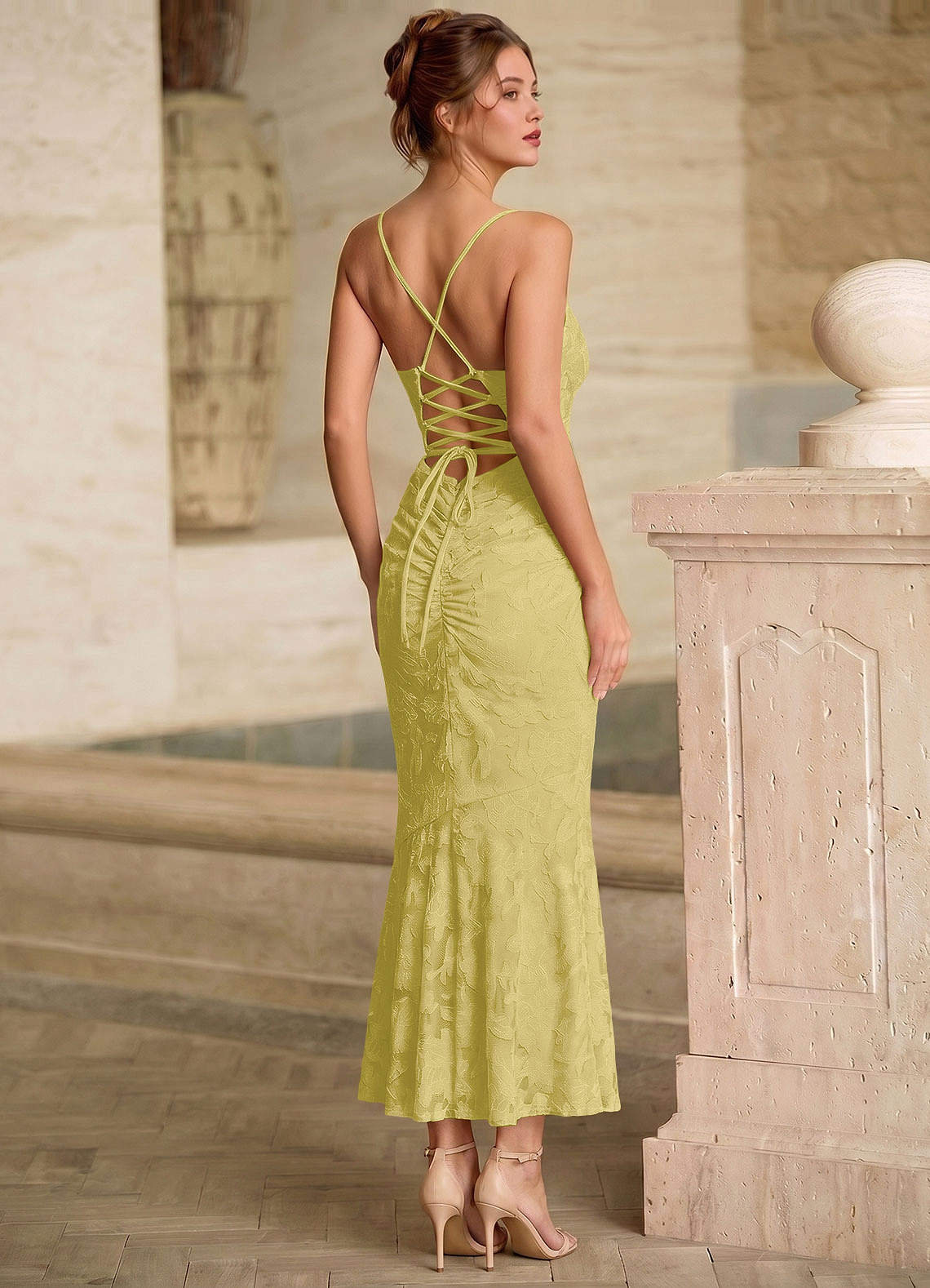 yellow dress pastel Handmade Yellow Summer Dress | Corset Look, Scallop Collar