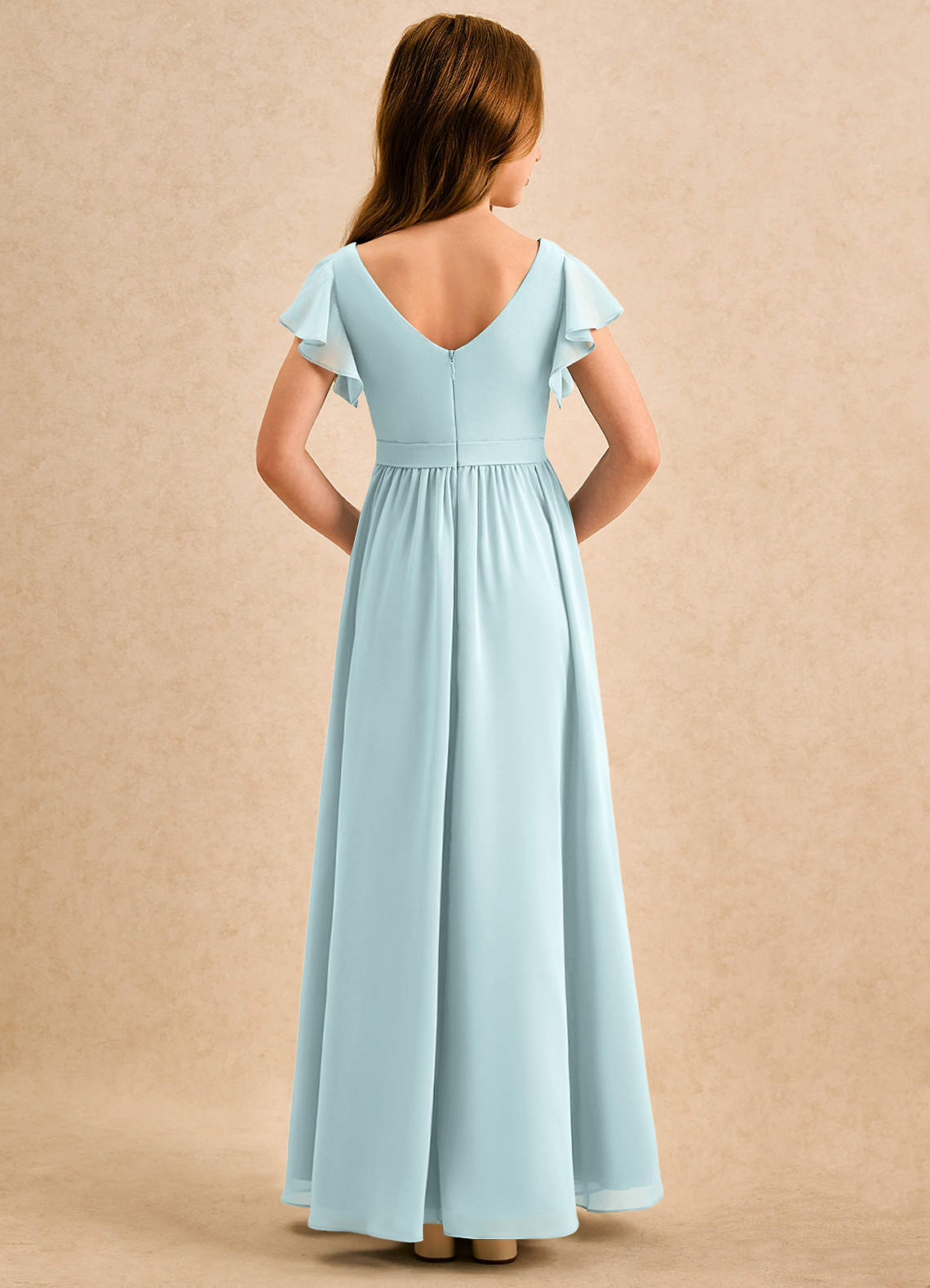 Azazie A-Line/Princess Square Neck Asymmetrical Chiffon Flower Girl Dresses - Mist