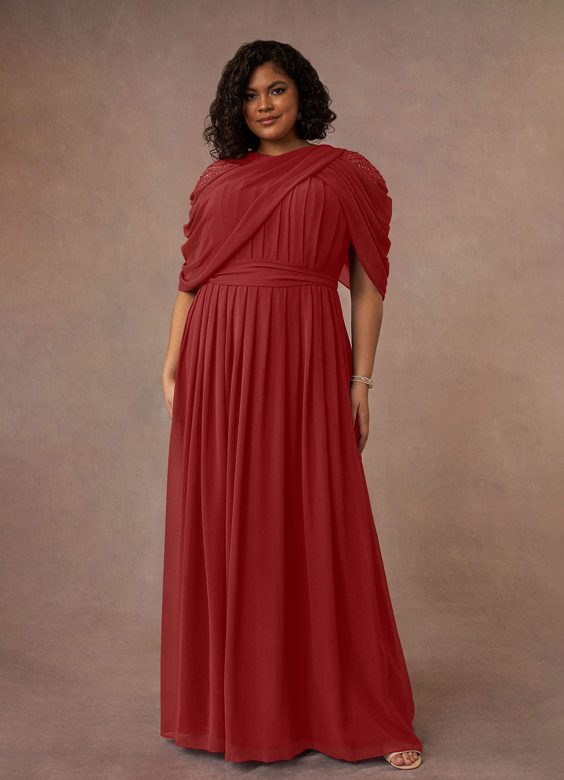 Azazie Olena Mother of the Bride Dresses Rust A-Line Sequins Chiffon Dress image1