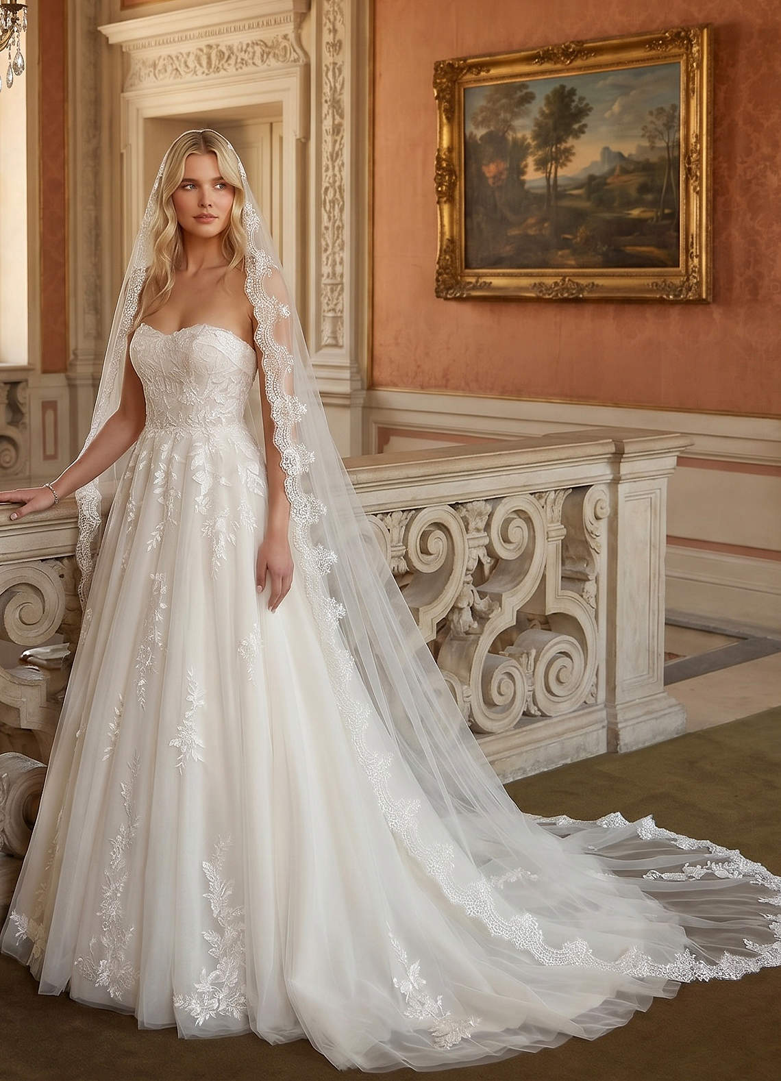 Lace Mantilla Rosalind Cathedral Veil | Azazie