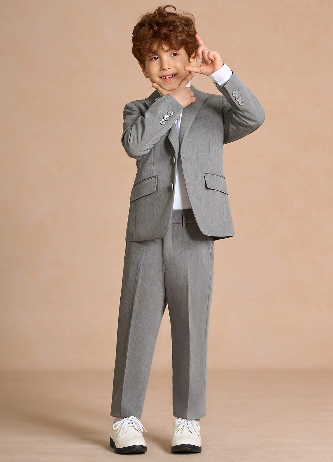 front Oliver Boys Grey 2-Piece Suit