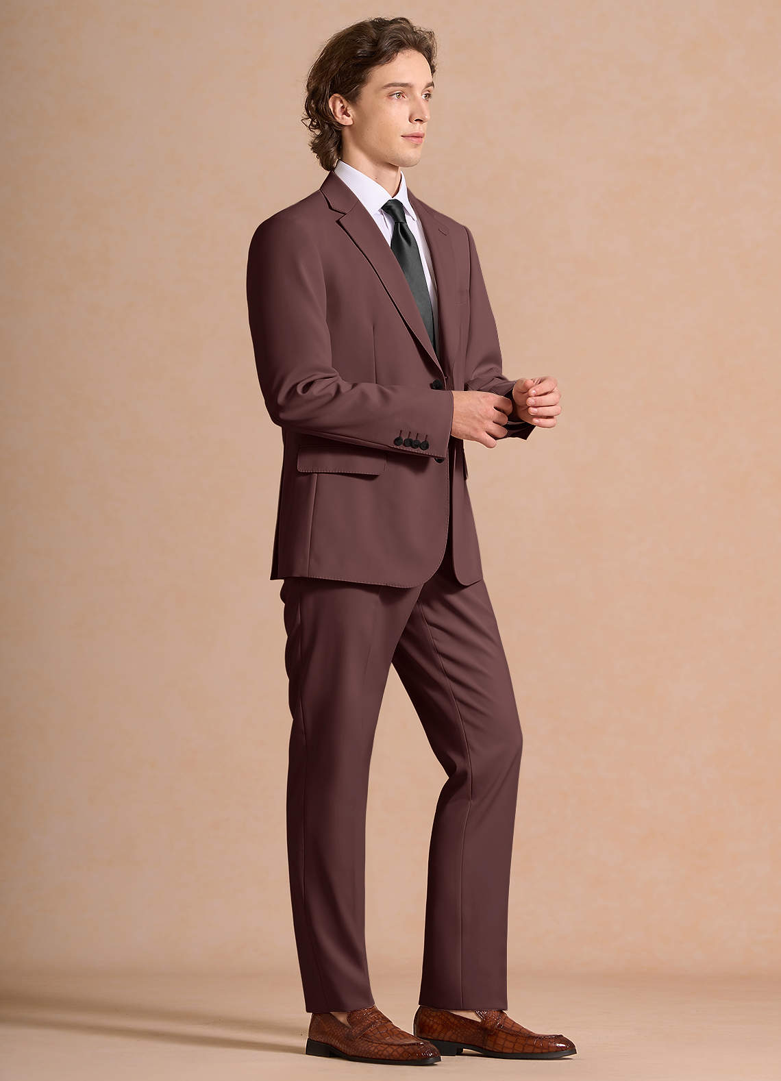front James Espresso Structured Stretch Suit