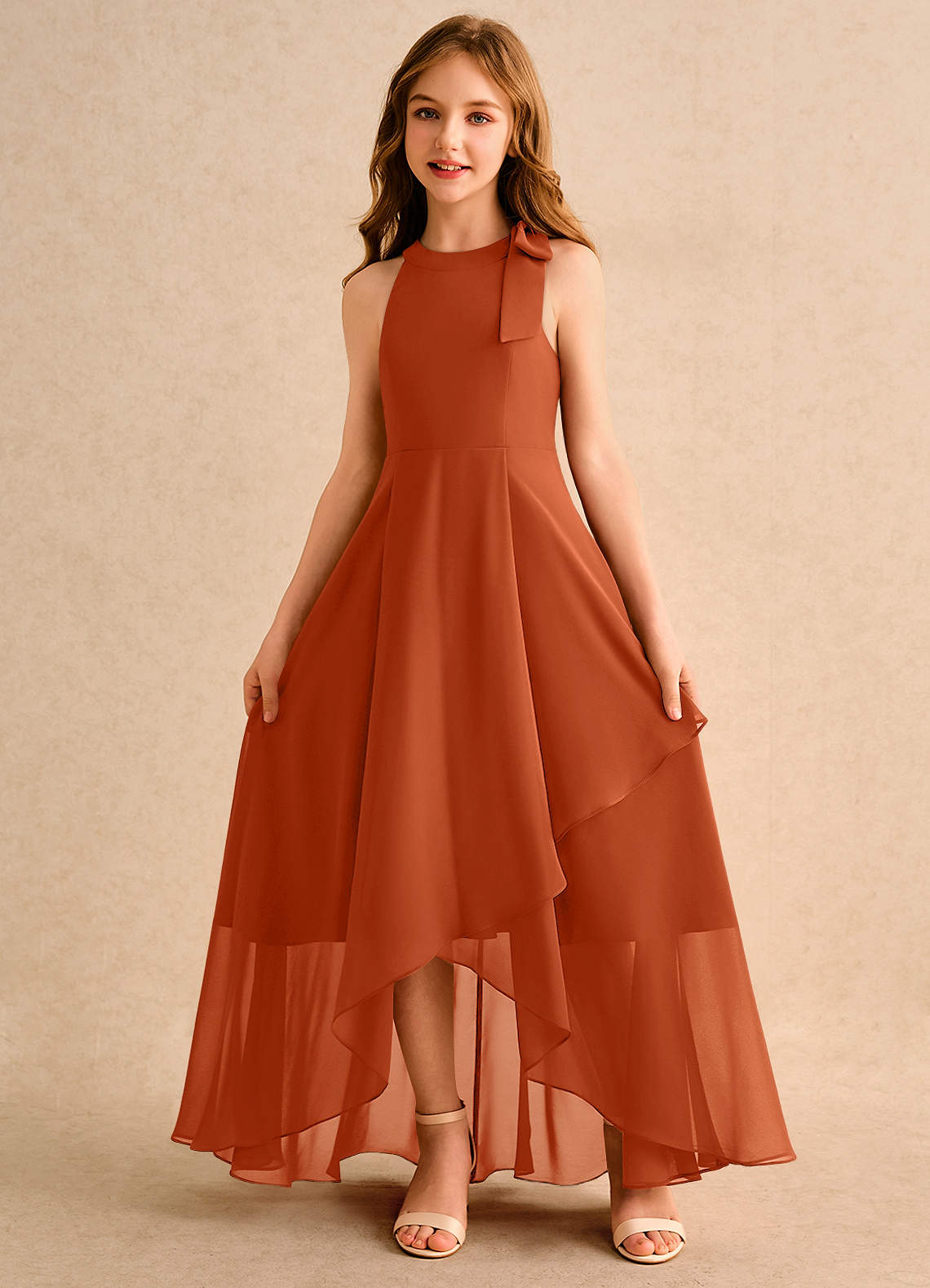 open lace back dress Hot V Neck Wholesale A-Line Chiffon Bridesmaid Dresses main image 1
