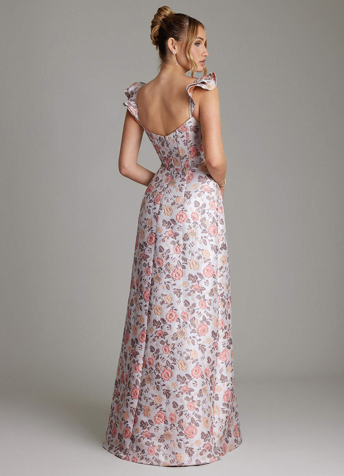 Azazie Adalynn Robes de demoiselle d'honneur Robe Trapèze en Brocart Rayé Rose Dorée image1