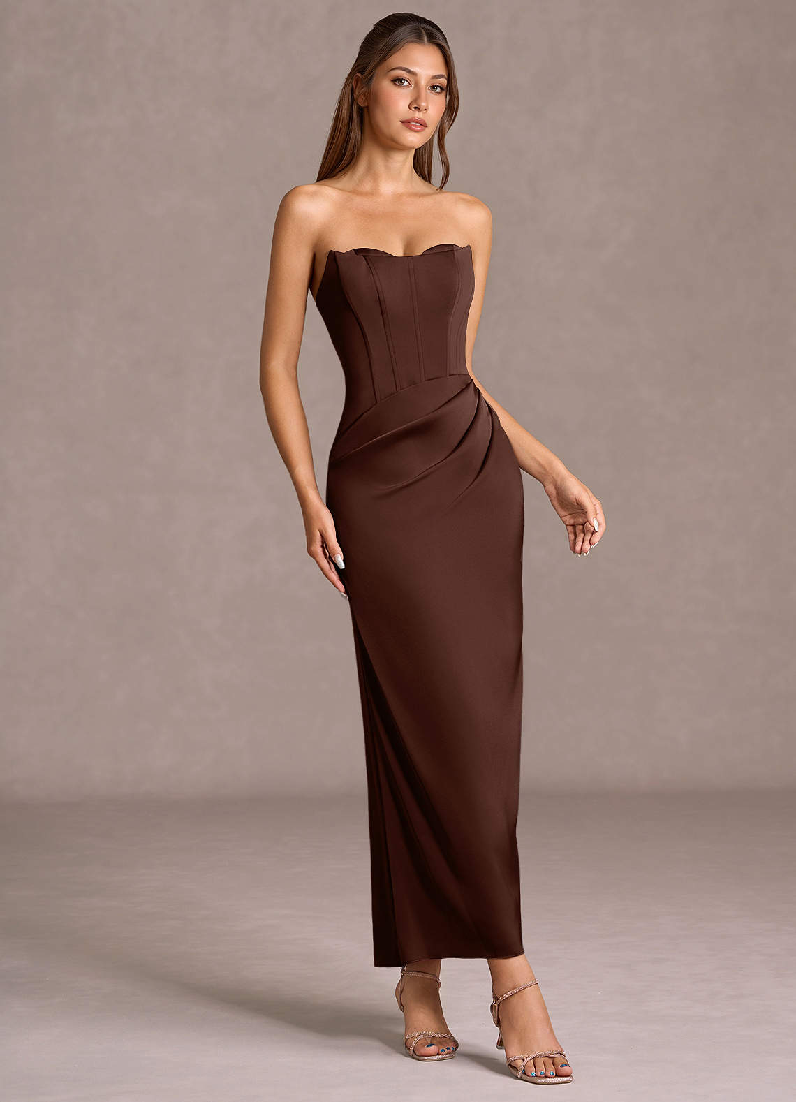 Lina Mocha Coco Maxi Dress Ready to Ship | Azazie