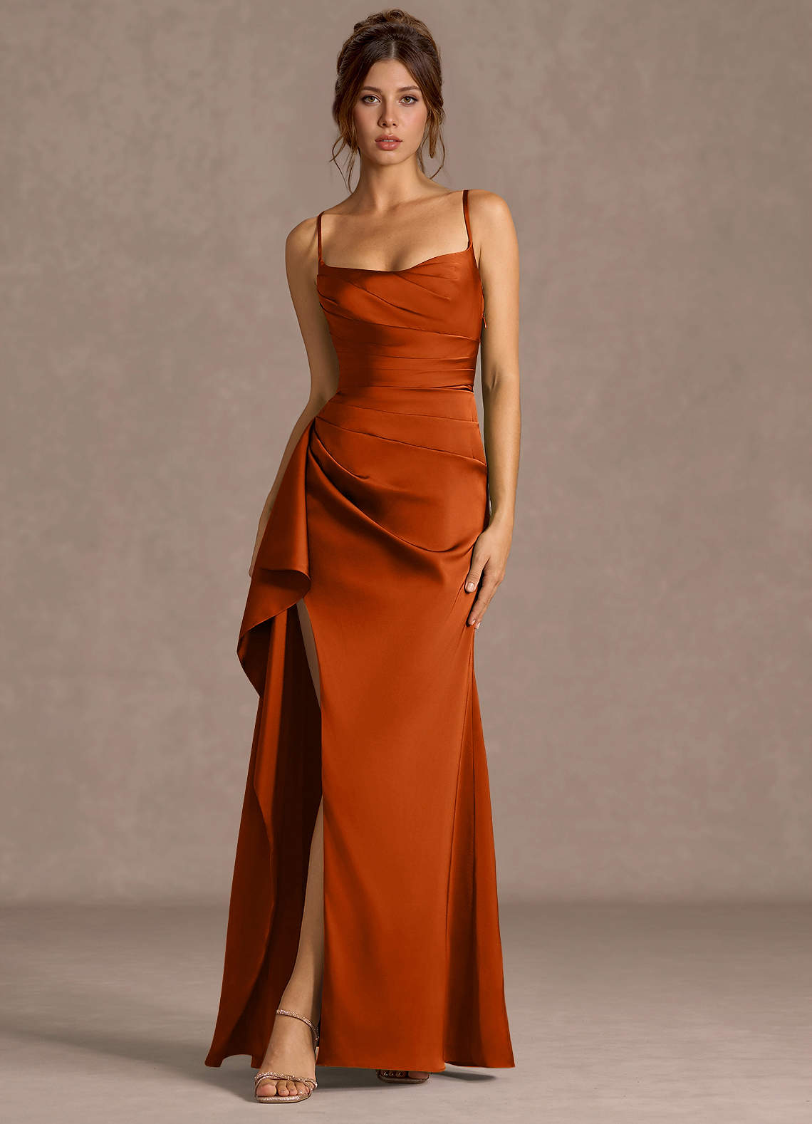 Thora Rust Open Back Prom Dress | Azazie