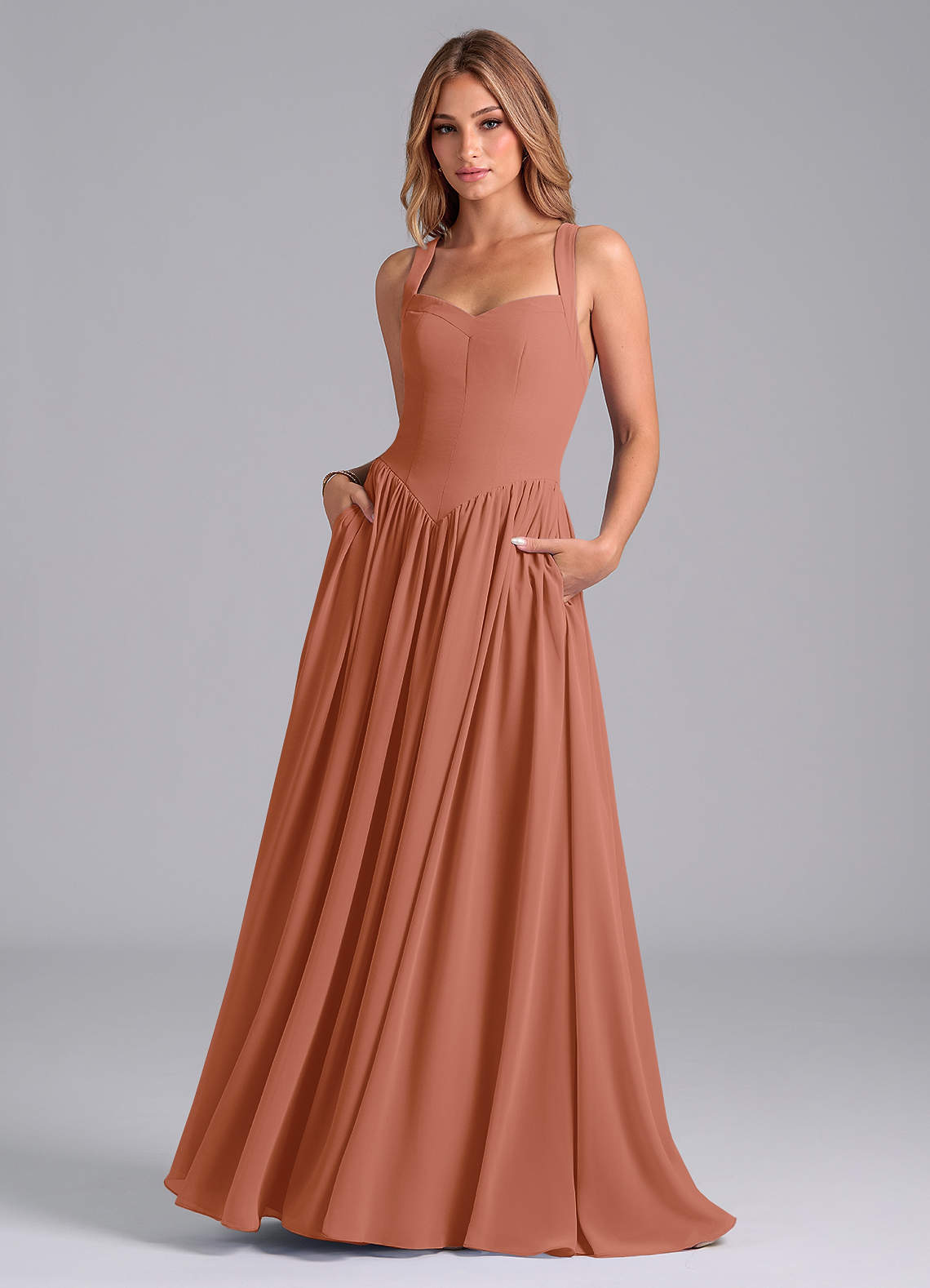 Azazie Francis Bridesmaid Dresses MAI TAI A-Line Corset Chiffon Dress image1